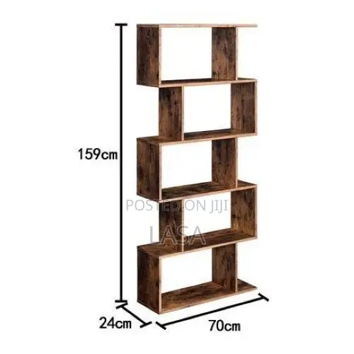 5-Tier Display Shelf Freestanding Bookcase Room Divider-Brown