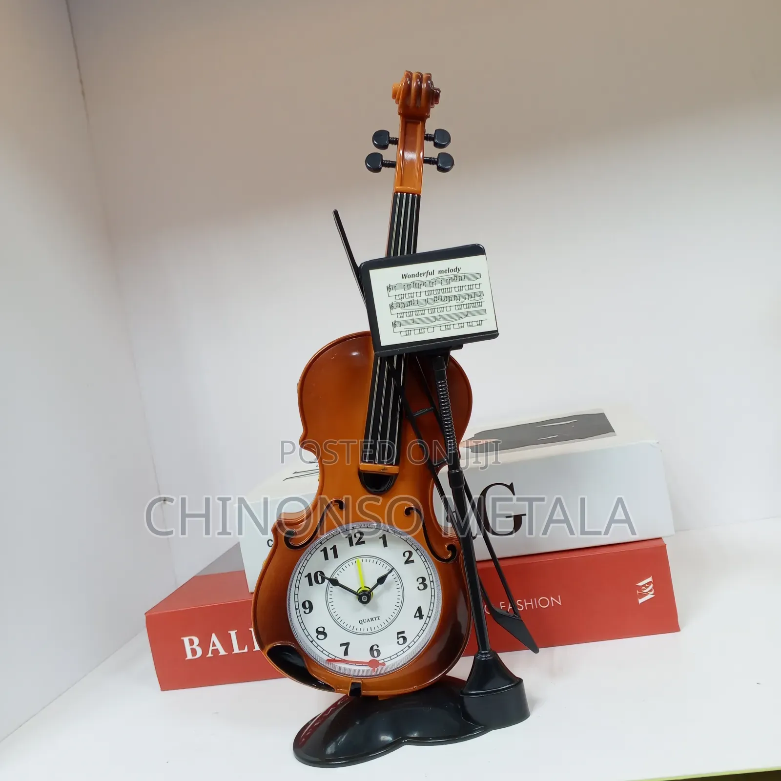 Vintage Styled Plastic Non-Breakable Violin Alarm Clock Figurines