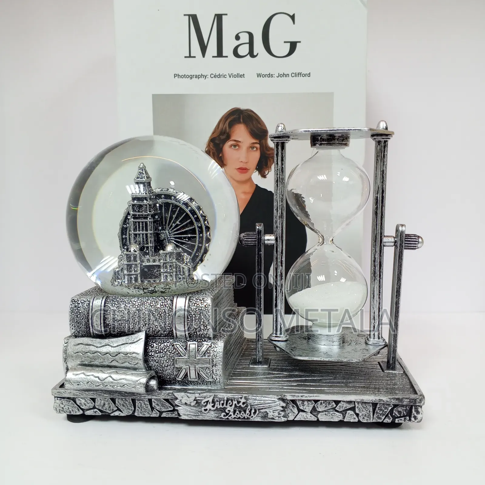 Vintage Styled Led Snow Globe, Crystal Ball With Sand of Time Decor