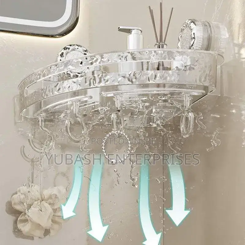 Transparent Waterproof Corner Rack With Hooks