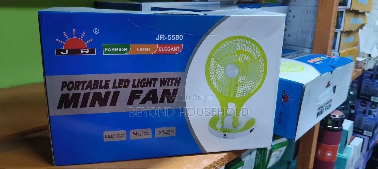 JR-5580 Portable Rechargeable Mini Fan With 21 LED Desk Light