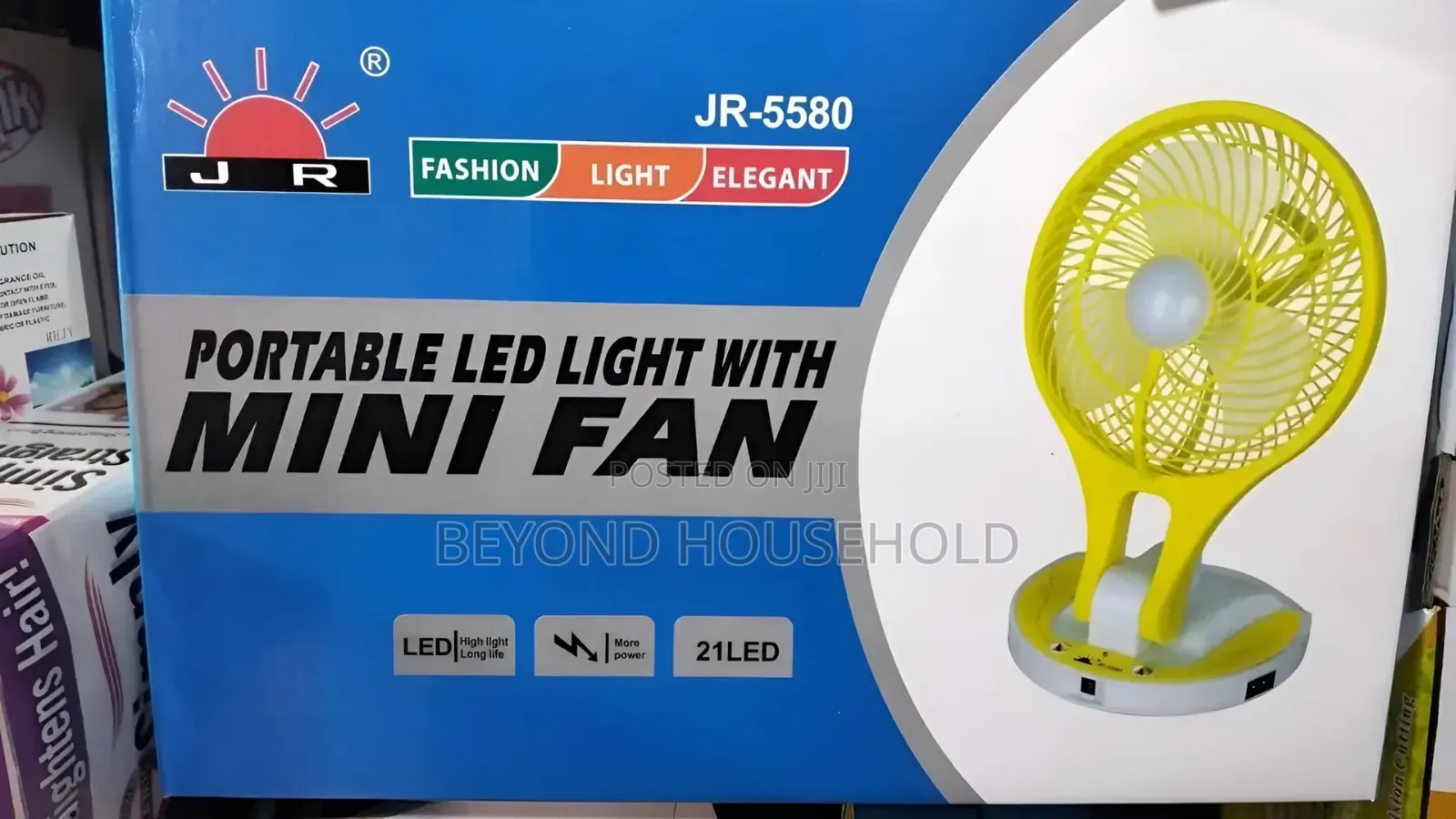 JR-5580 Portable Rechargeable Mini Fan With 21 LED Desk Light