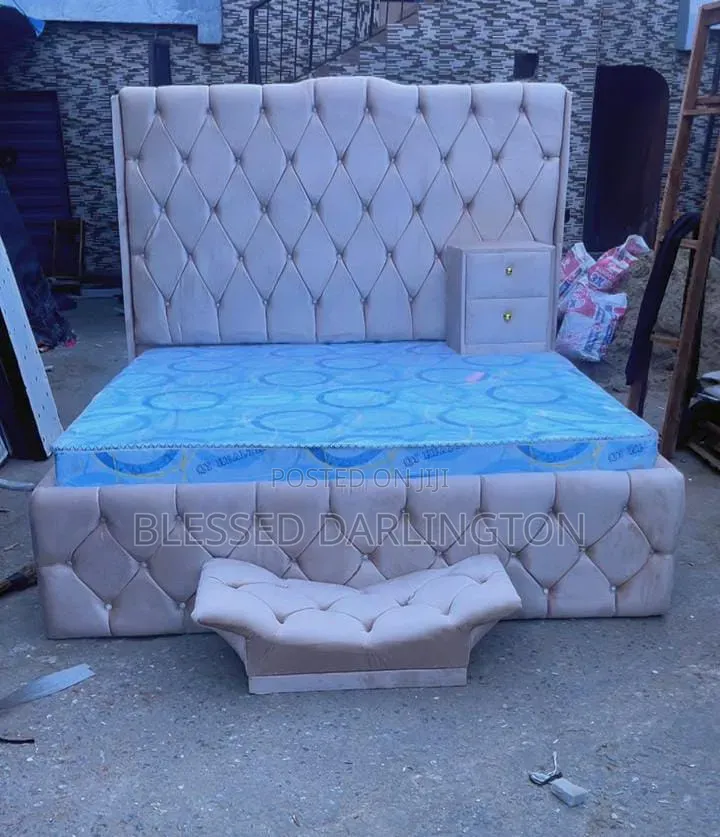 Brand New 6/6 Cream Colour Upholstery Paded Bed Frame