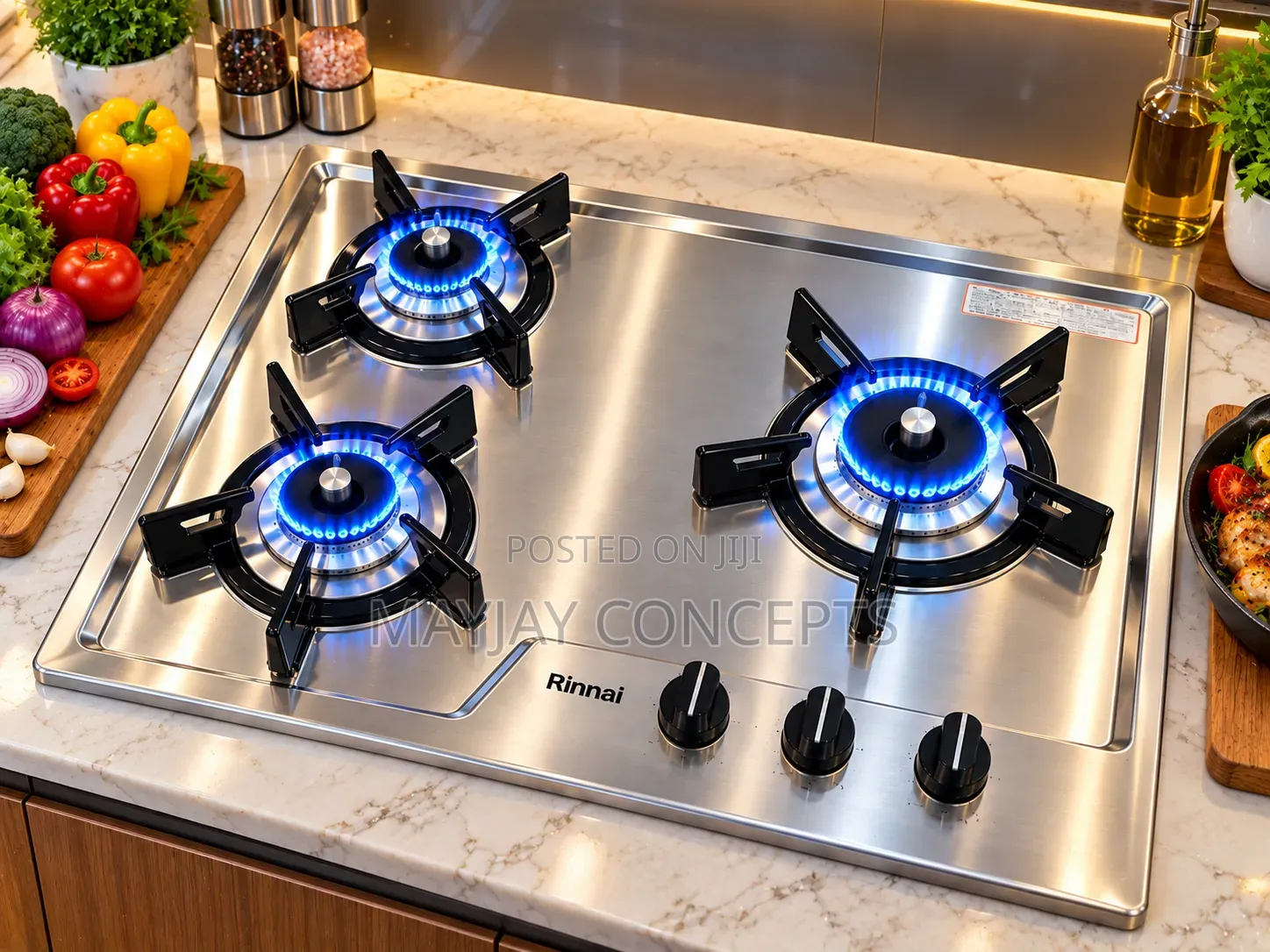UK Used Rinnai 3-Burner Table/Inbuilt Gas Cooker With Battery Ignition
