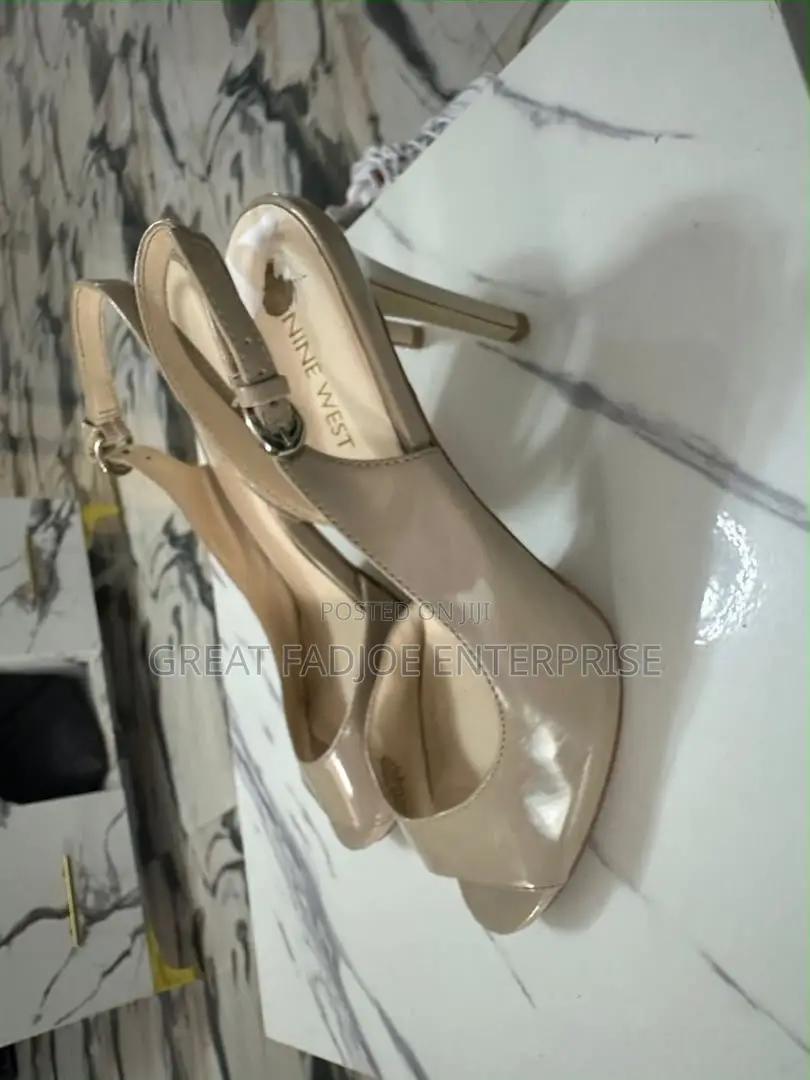 Elegant Nude Patent Slingback Heels