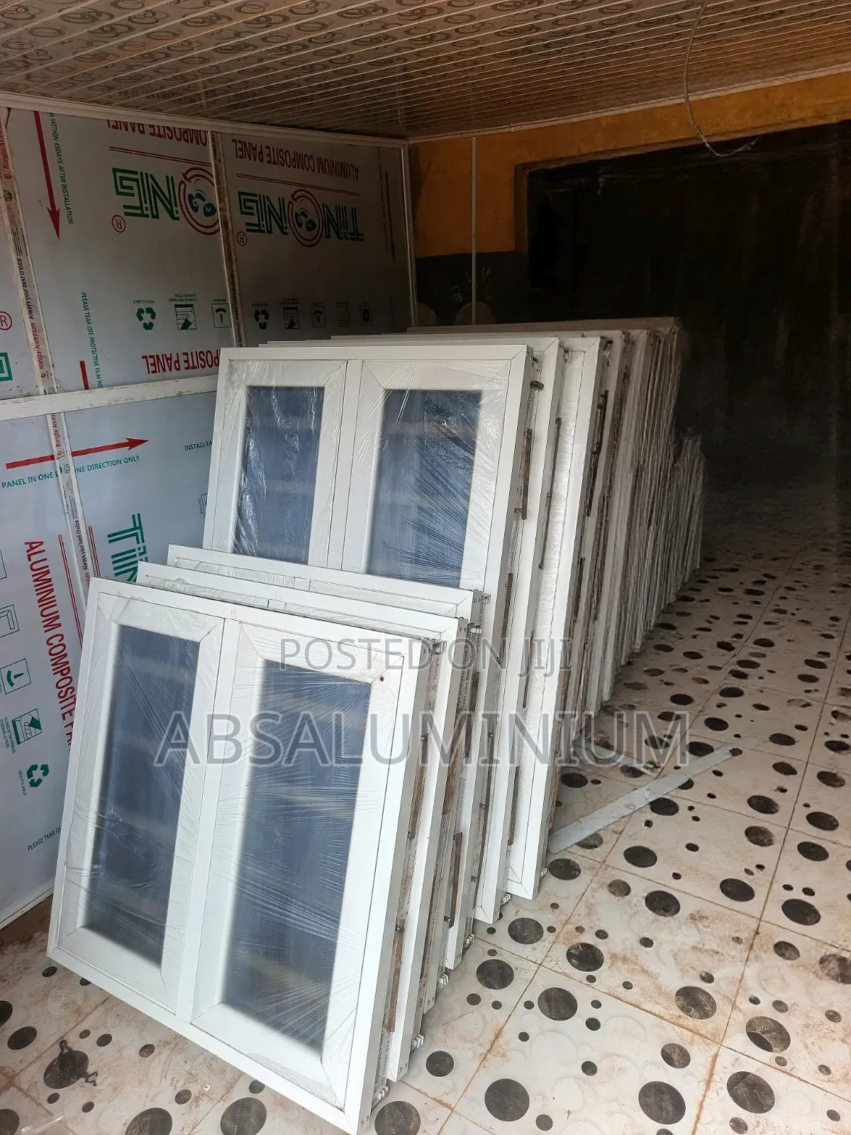 White Aluminum Casement Window With Burglary and Net
