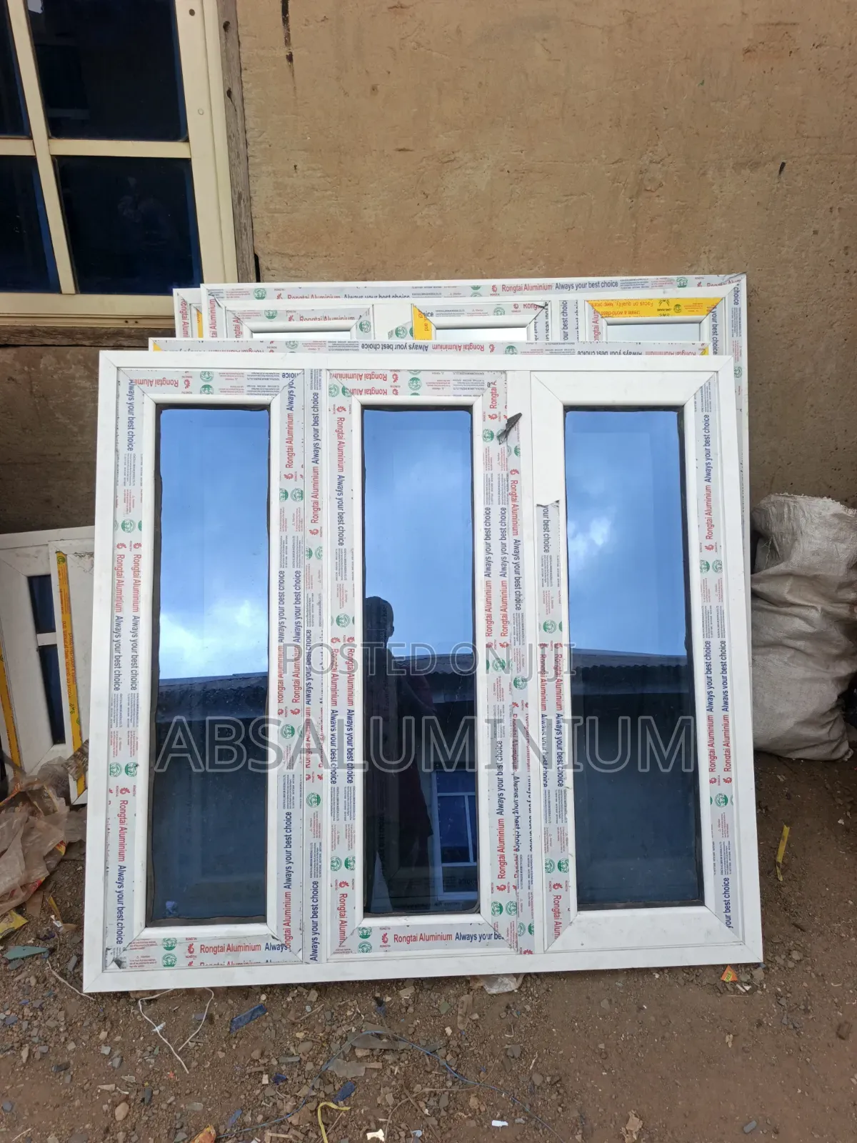 White Aluminum Casement Window With Burglary and Net