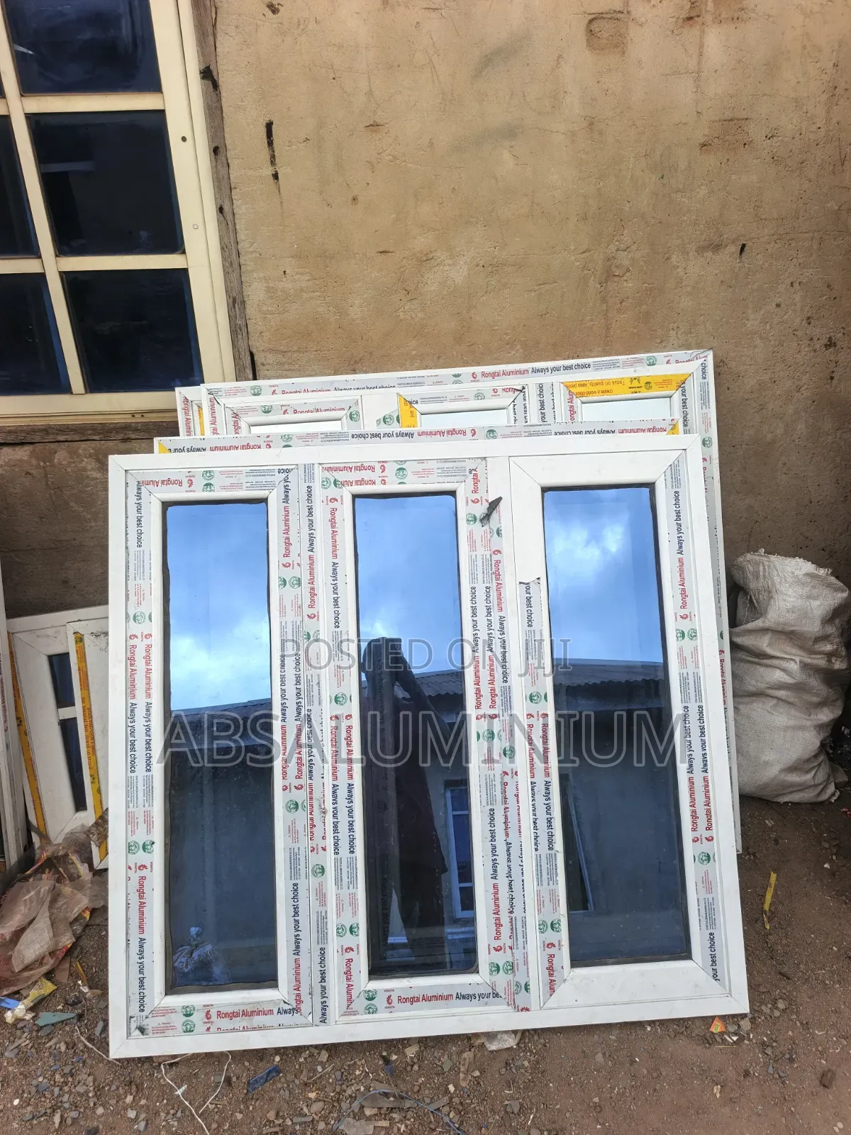 White Aluminum Casement Window With Burglary and Net