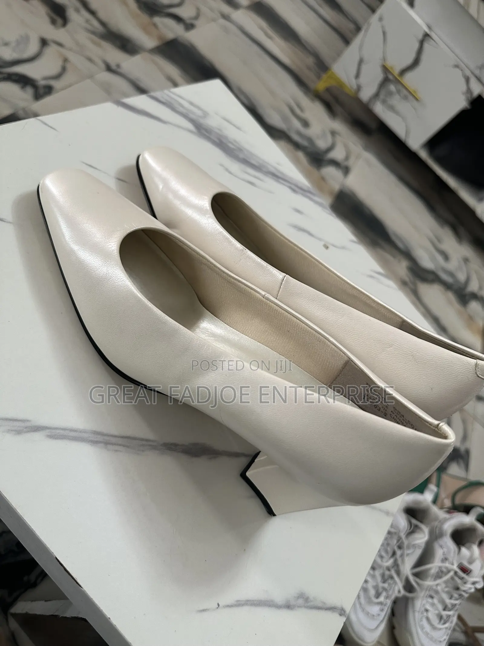 Elegant Cream Block-Heel Pumps