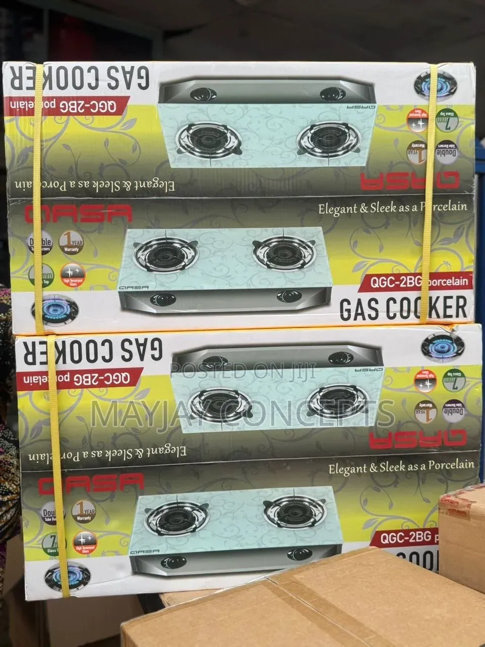 QASA QGC-2BG Porcelain 2–Burner Gas Cooker With Auto Ignition