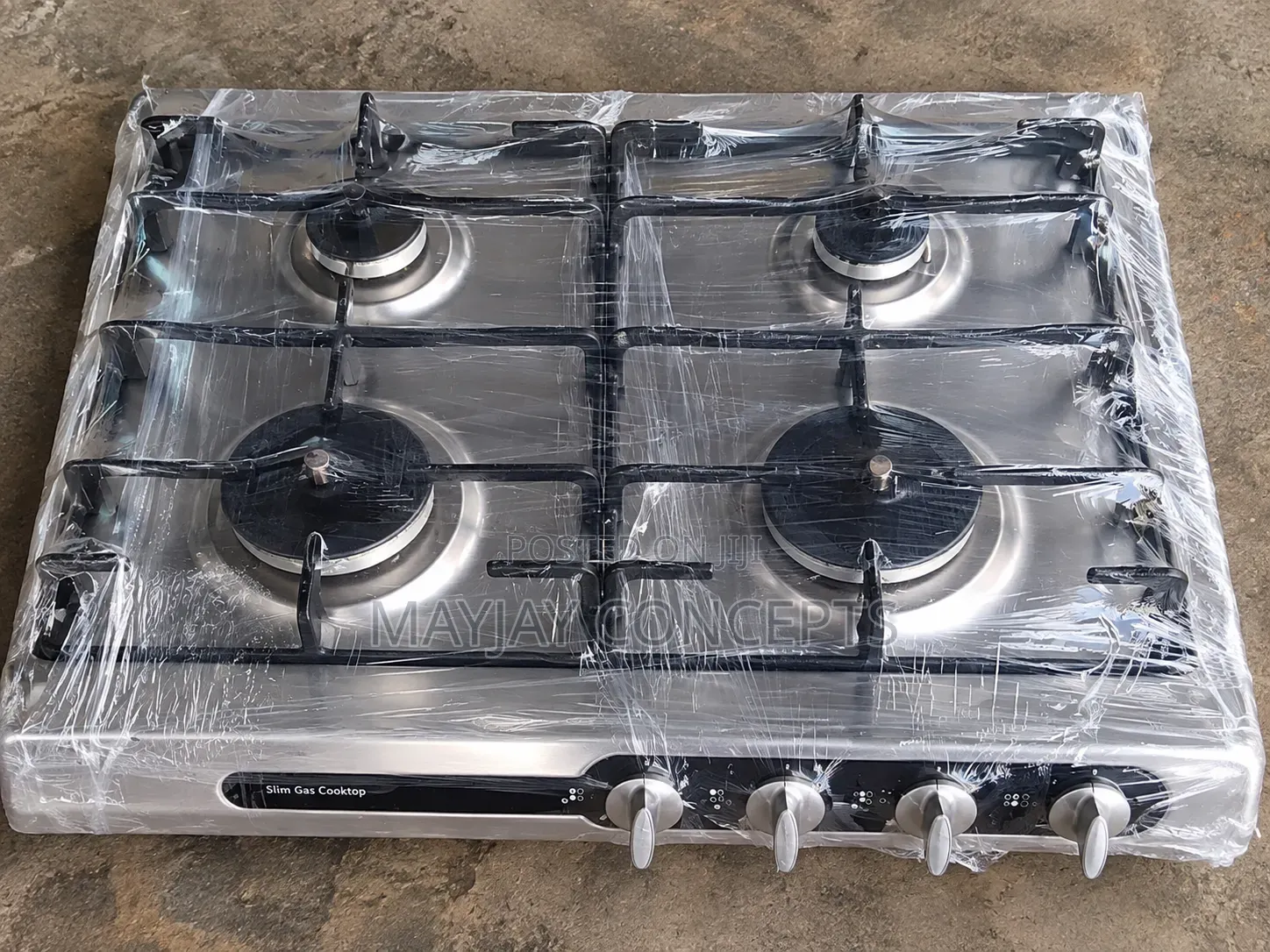 UK Used 4-Burner Slim Stainless Steel Gas Cooktop With Heavy Supports