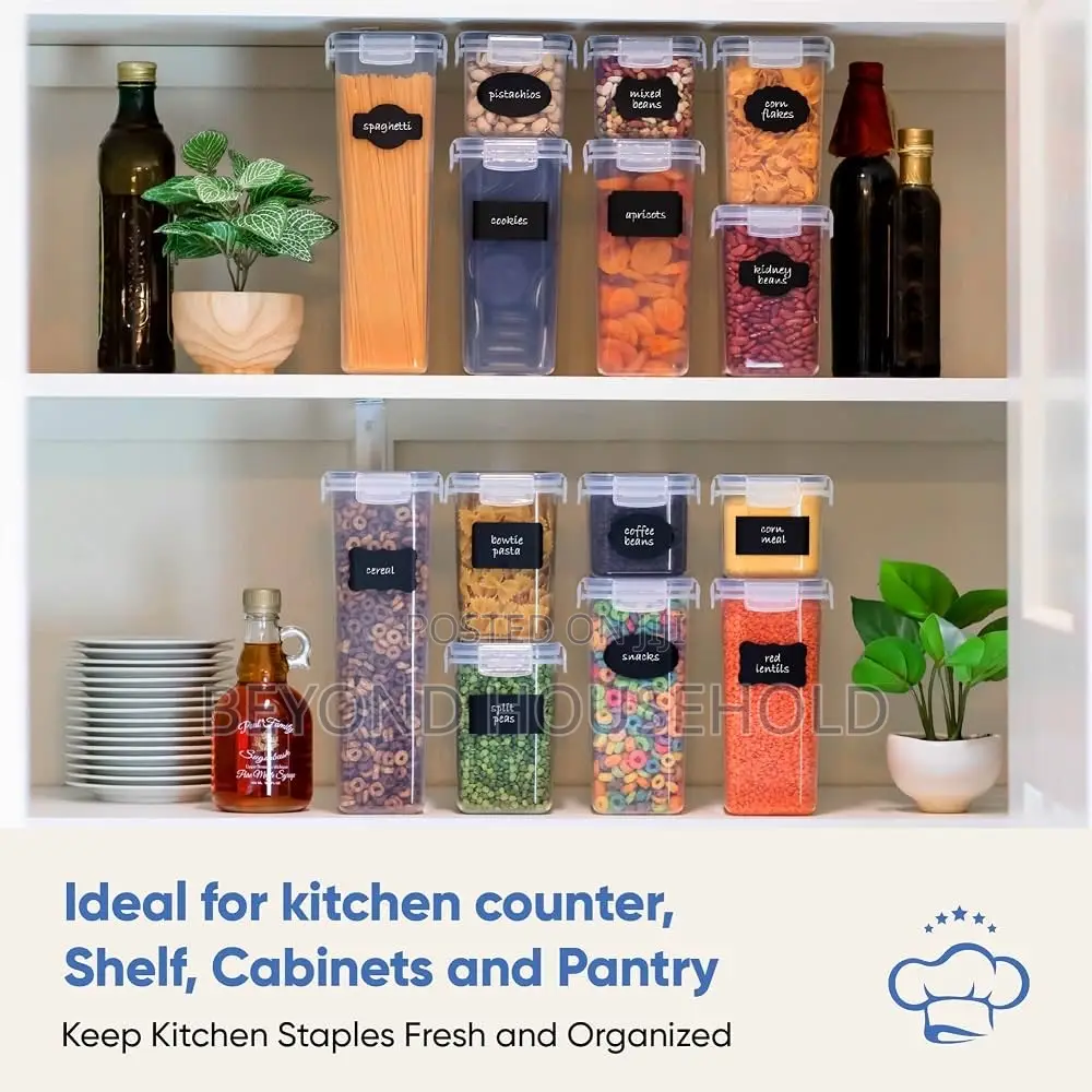 24 PCS Airtight Food Storage ContainerSet With Labels Measuring Spoons