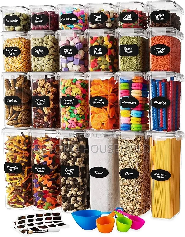 24 PCS Airtight Food Storage ContainerSet With Labels Measuring Spoons