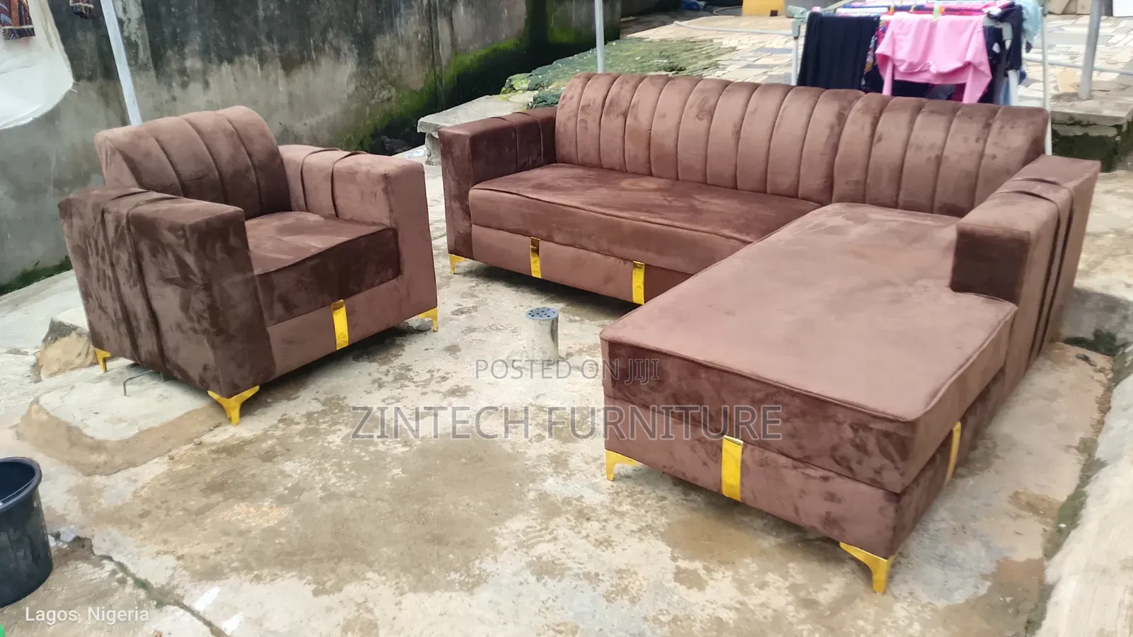 Quality Brown Color L Shape Sofas and a Single Seater