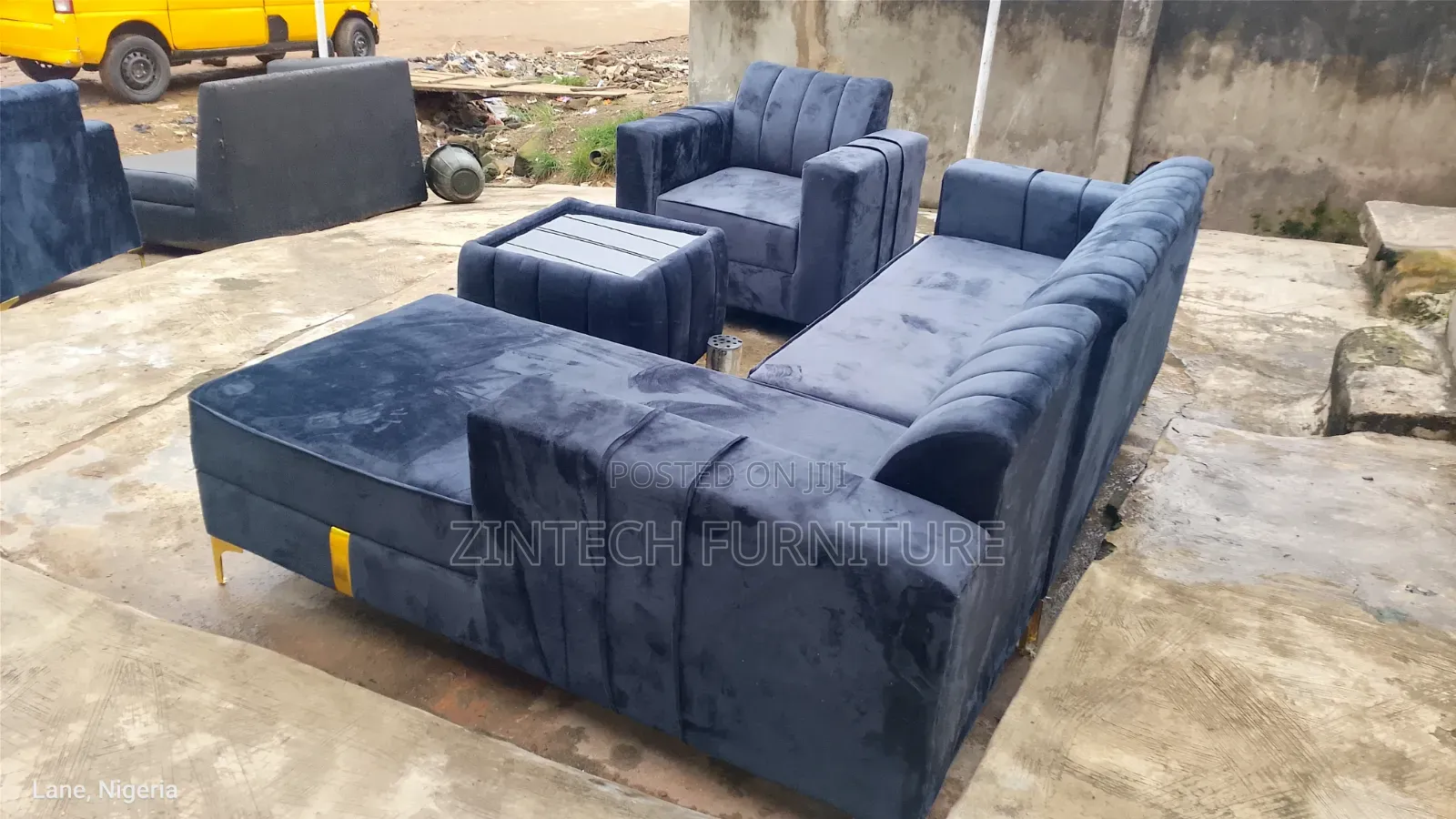 Gray Color L Shape Couch and a Seater With Table