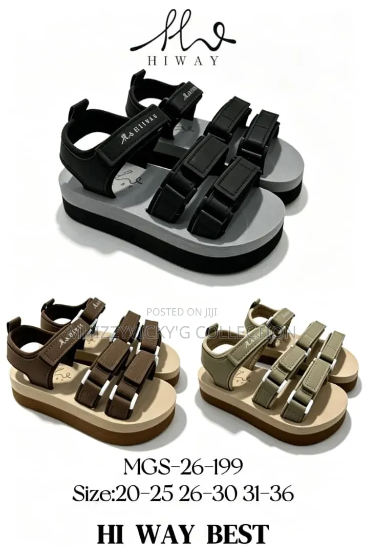 Girls Velcro Triple-Strap Platform Sandals -