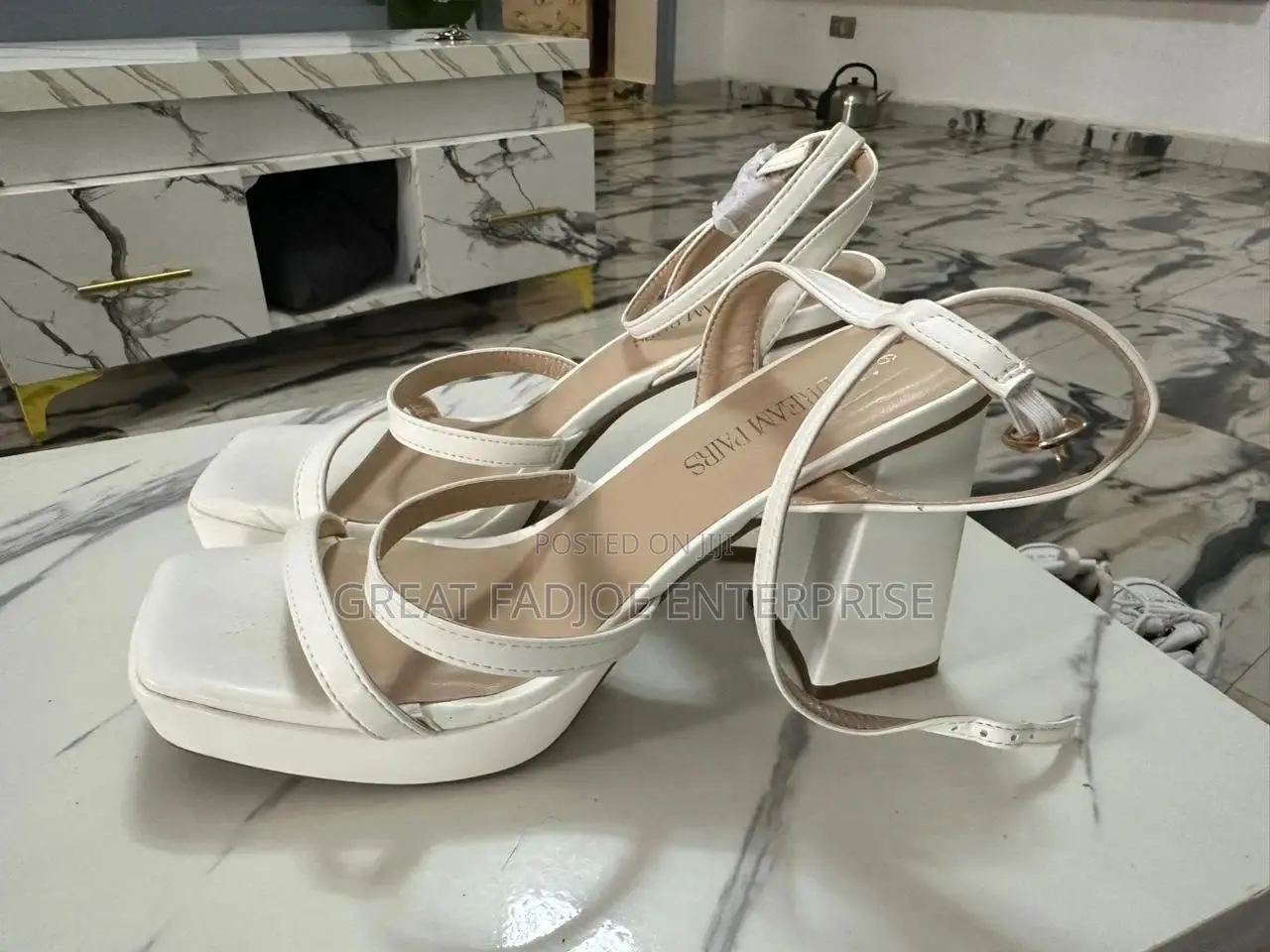 Elegant White Block-Heel Sandals