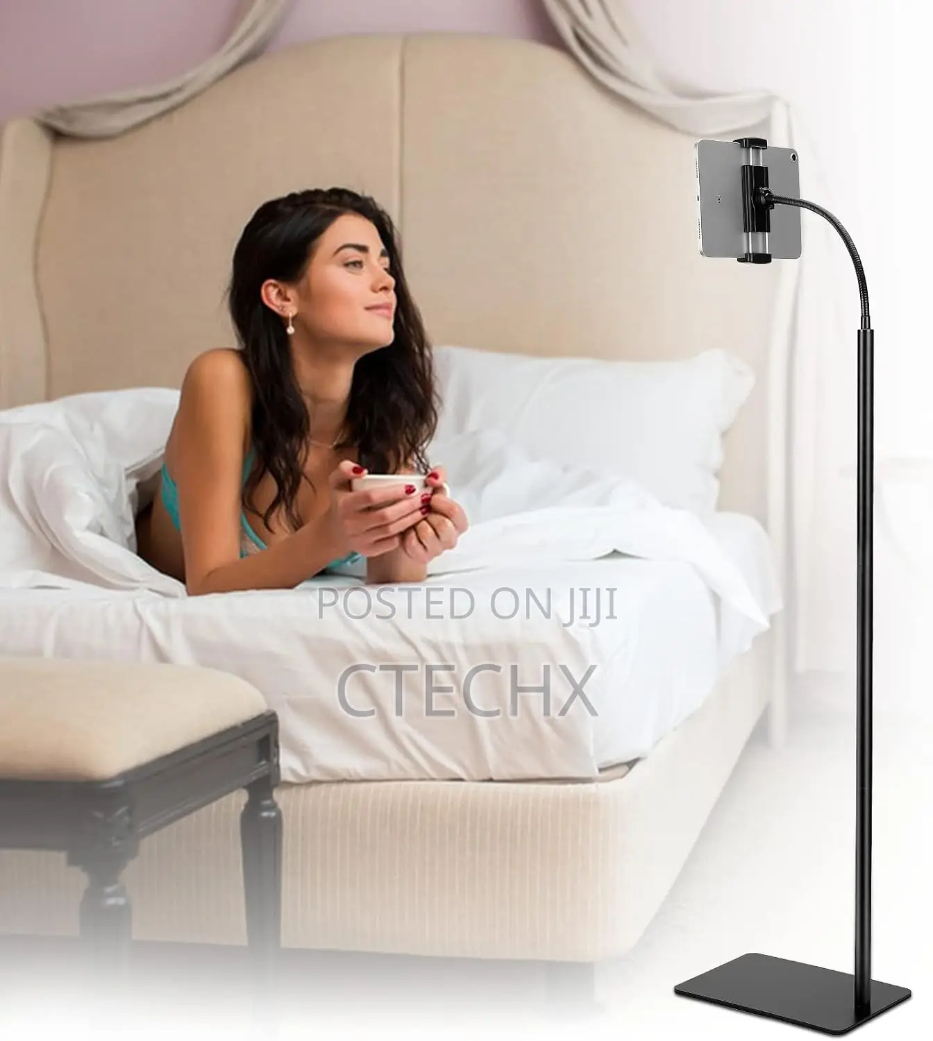 Adjustable Metal Tablet Phone Stand Flexible Gooseneck, (4.7''-13'')