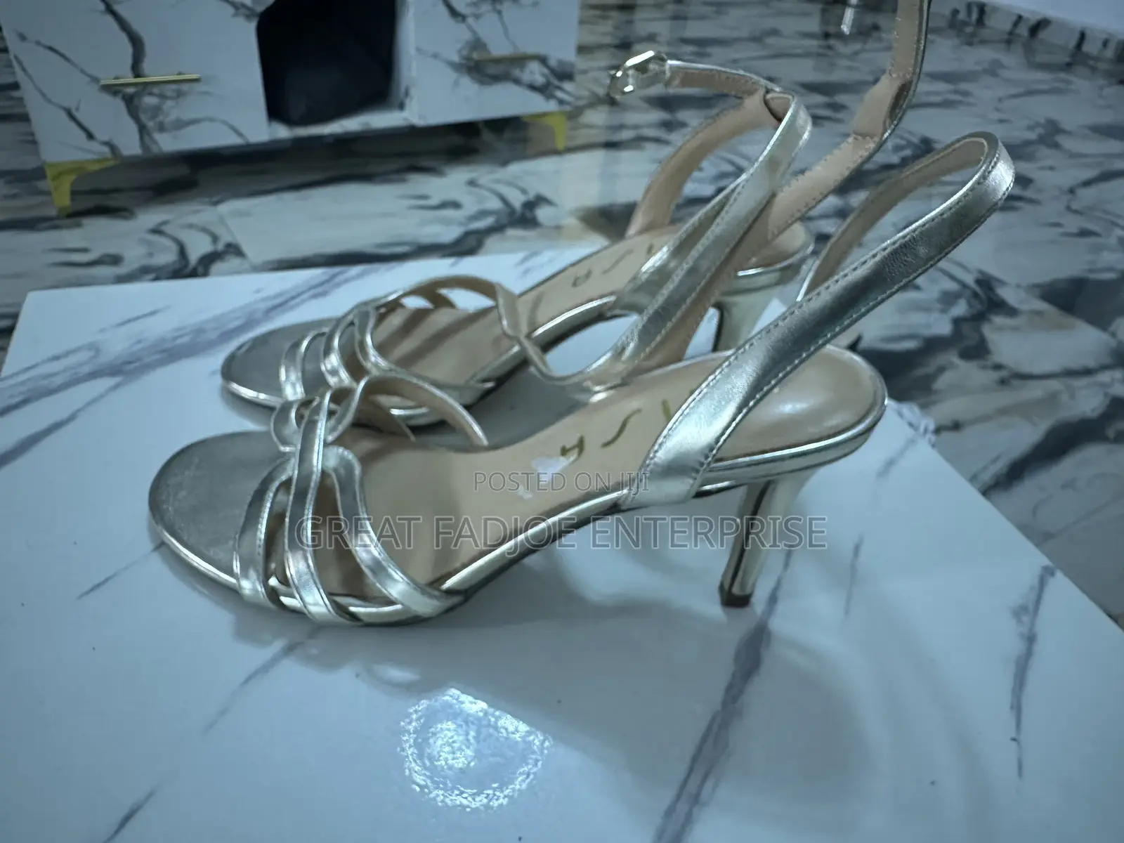 Gold Strappy Stiletto Sandals