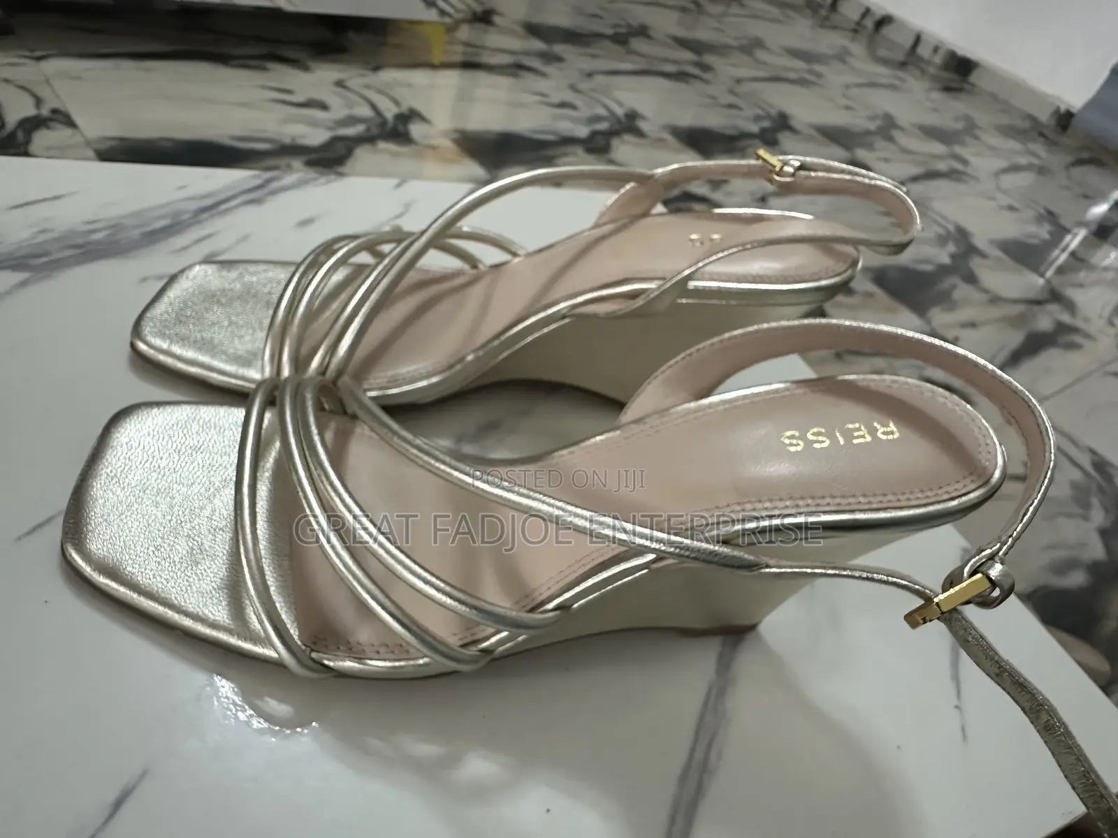 Silver Metallic Wedge Sandals