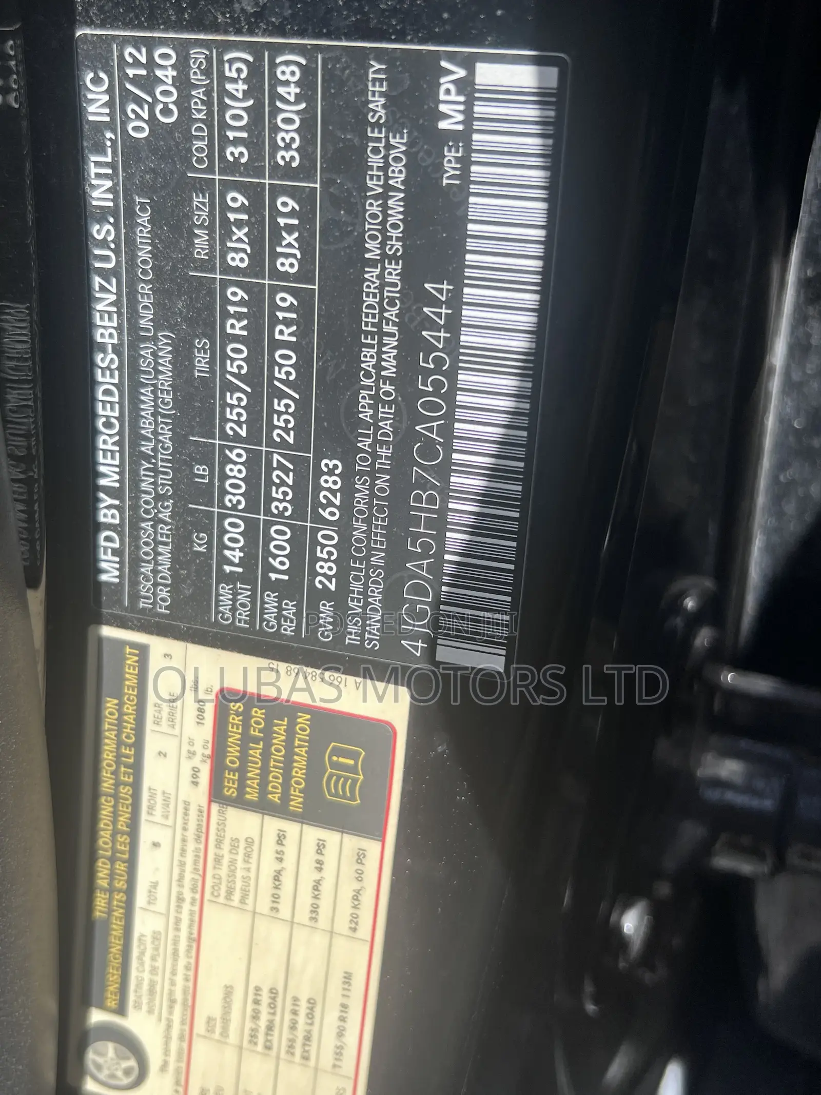 Mercedes-Benz M Class ML 350 4Matic 2012 Black
