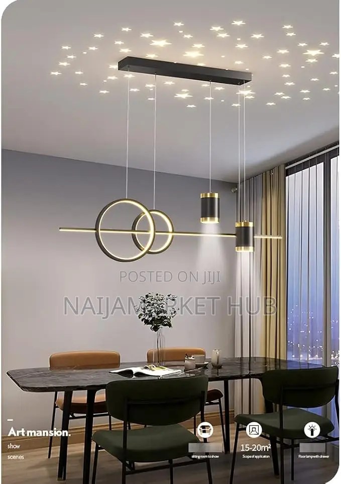 Tricolor Dining Pendant Ligh, Living Room Chandelier Projection Lamp
