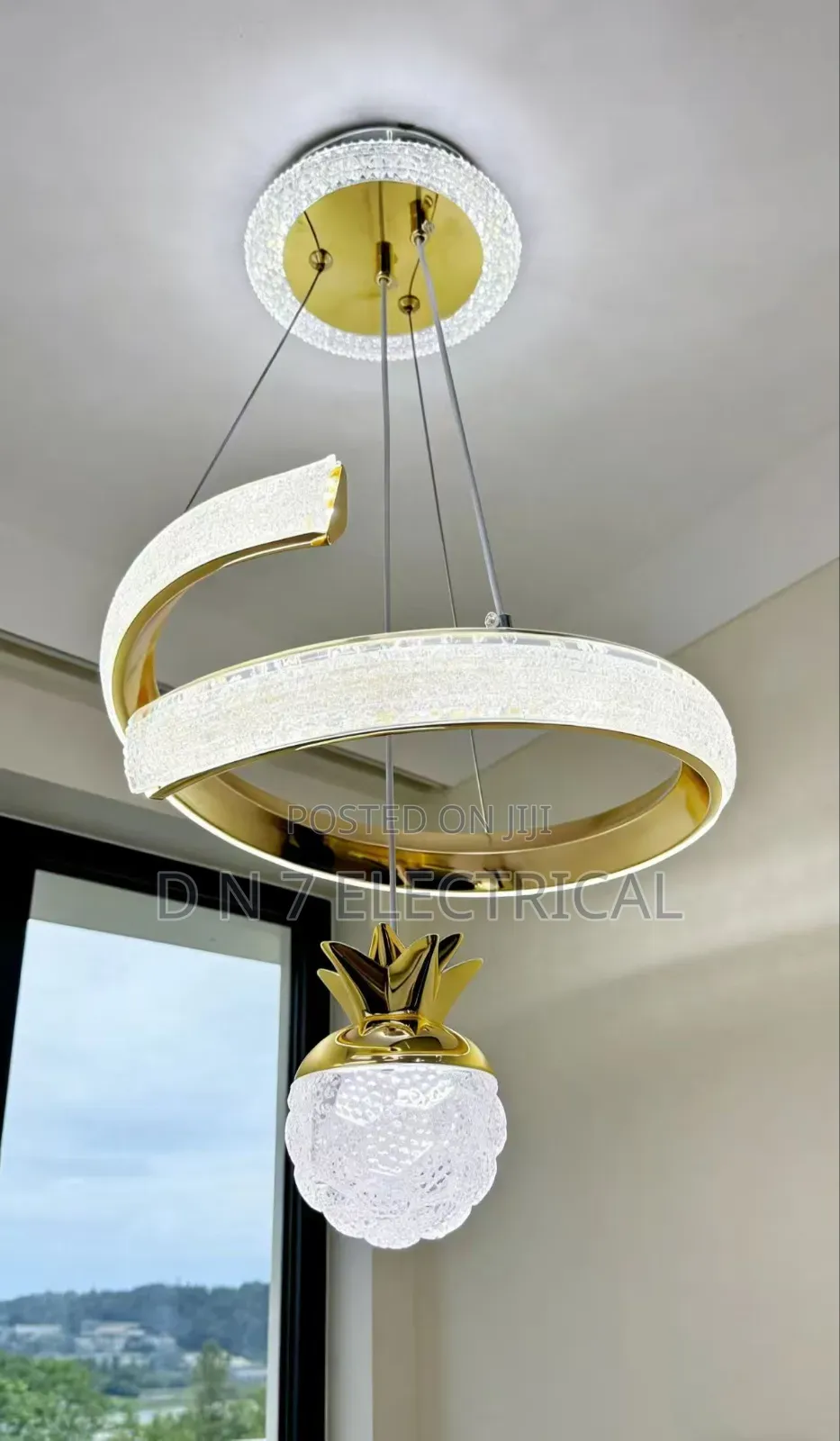 Luxury Gold Crystal Ring Chandelier