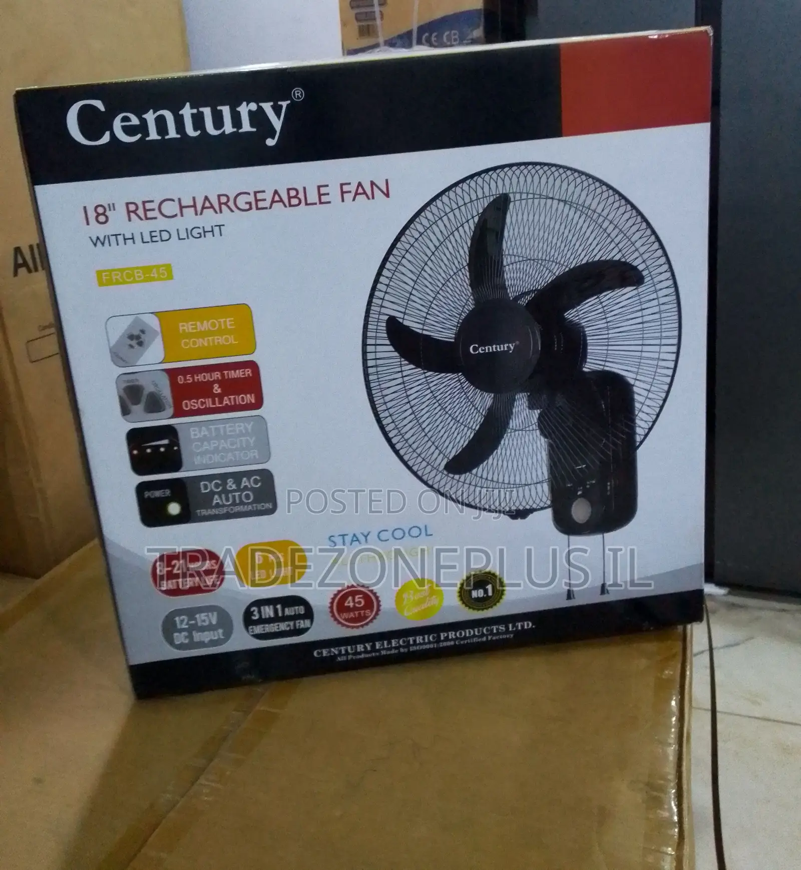 Century 45W Rechargeable Cooling Fan