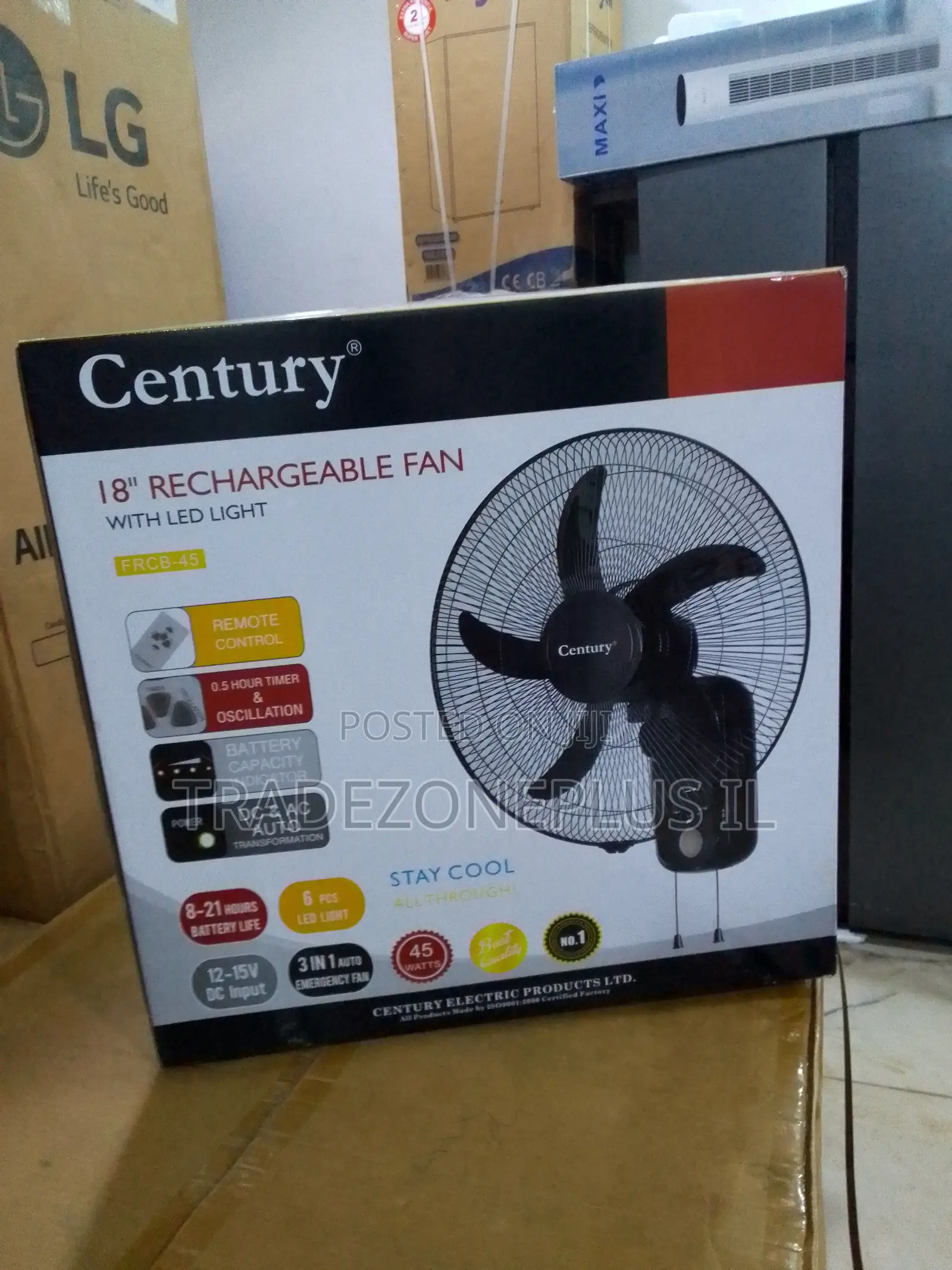 Century 45W Rechargeable Cooling Fan