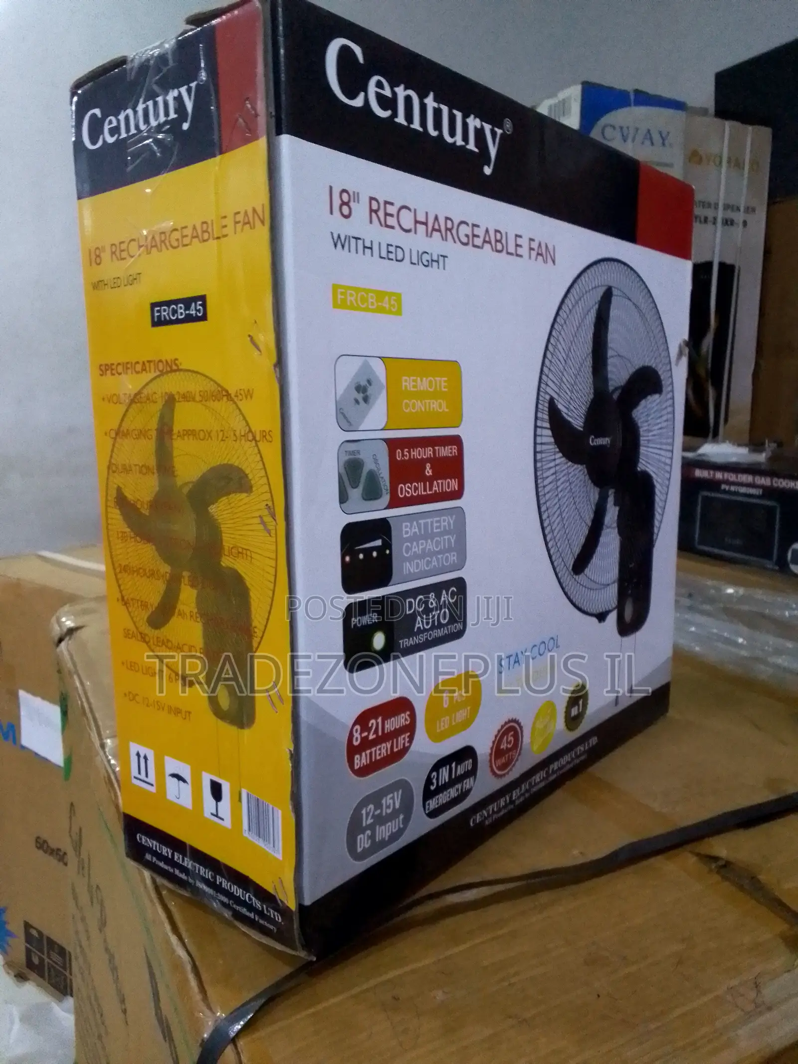 Century 45W Rechargeable Fan for Home