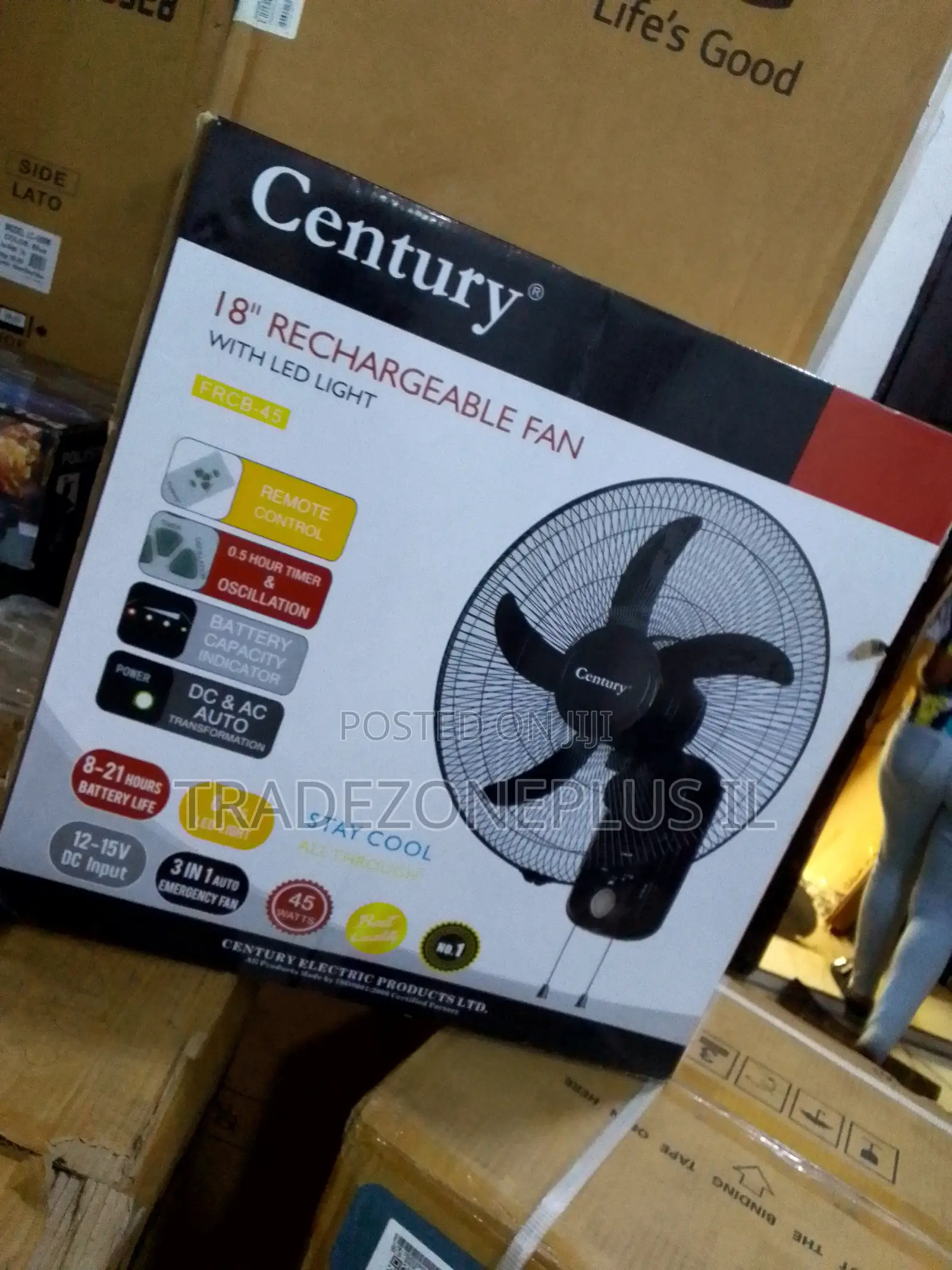 Century Battery Rechargeable Fan With LED