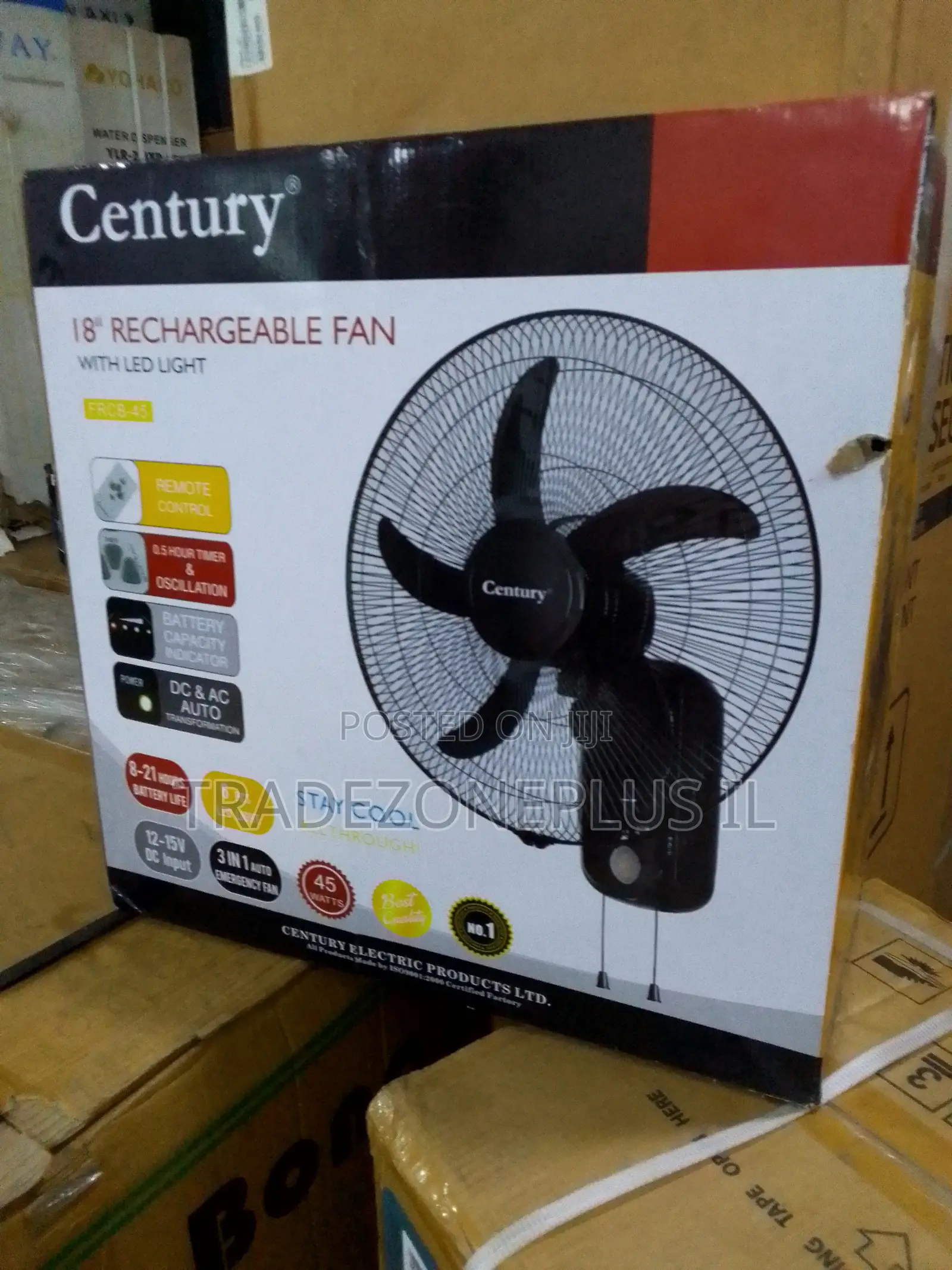 Century 45W Electric Fan With Emergency Light