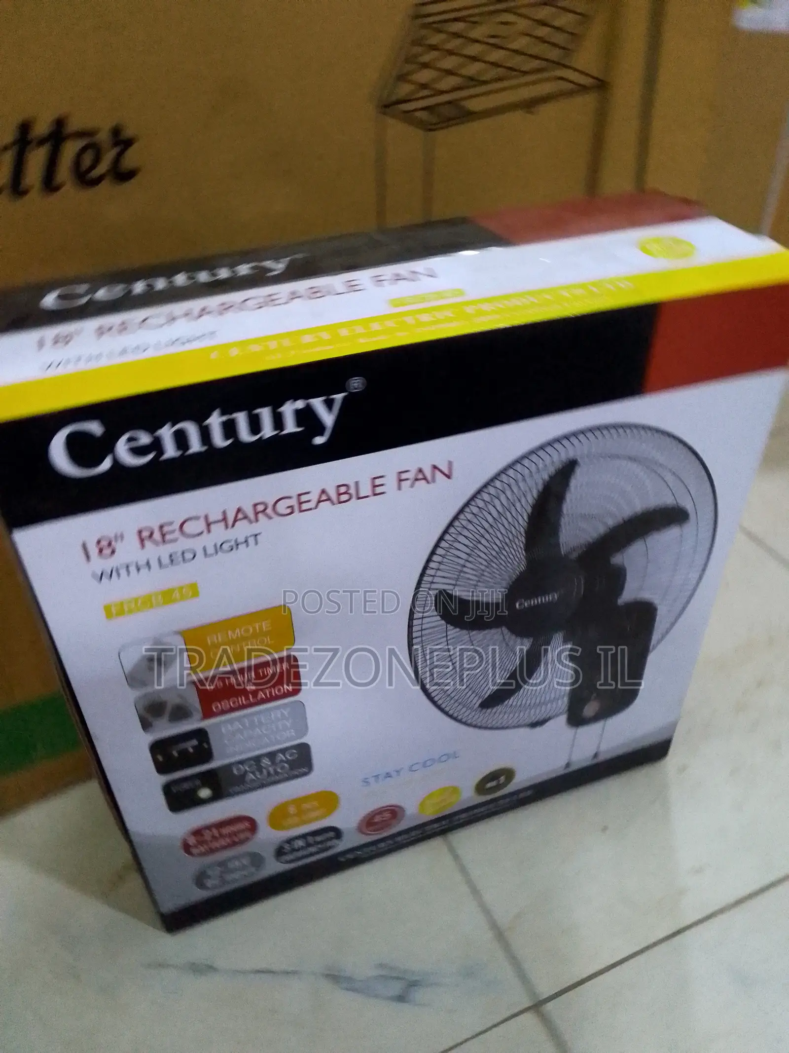 Century Rechargeable Fan With Battery Display