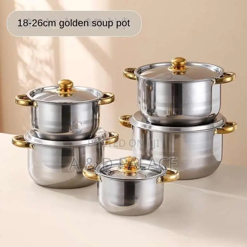 5in1 Household Large Capacity Quality Stainless Steel Soup Pot(18-26cm