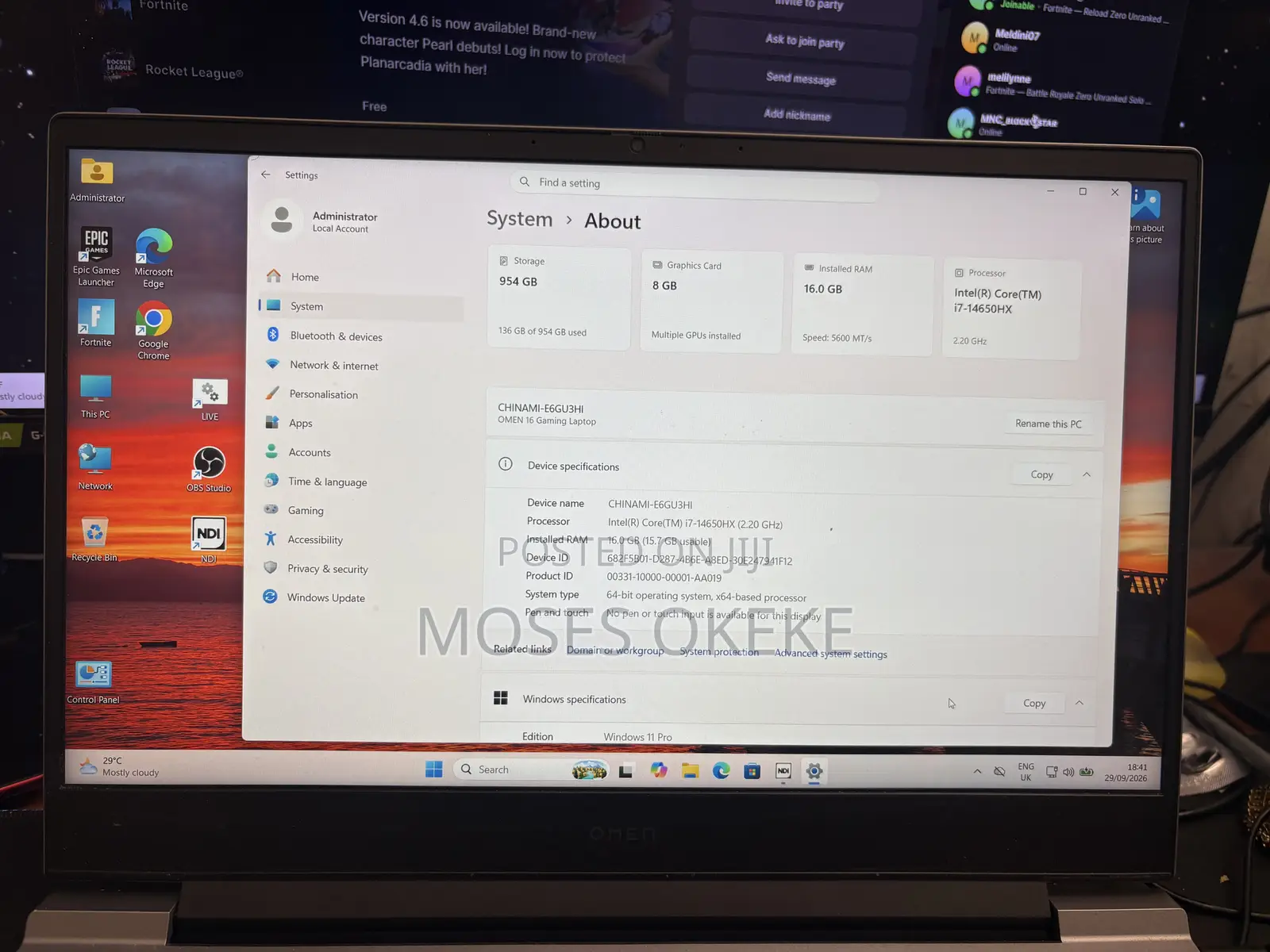 Laptop HP Omen 16 16GB Intel Core i7 SSD 1T