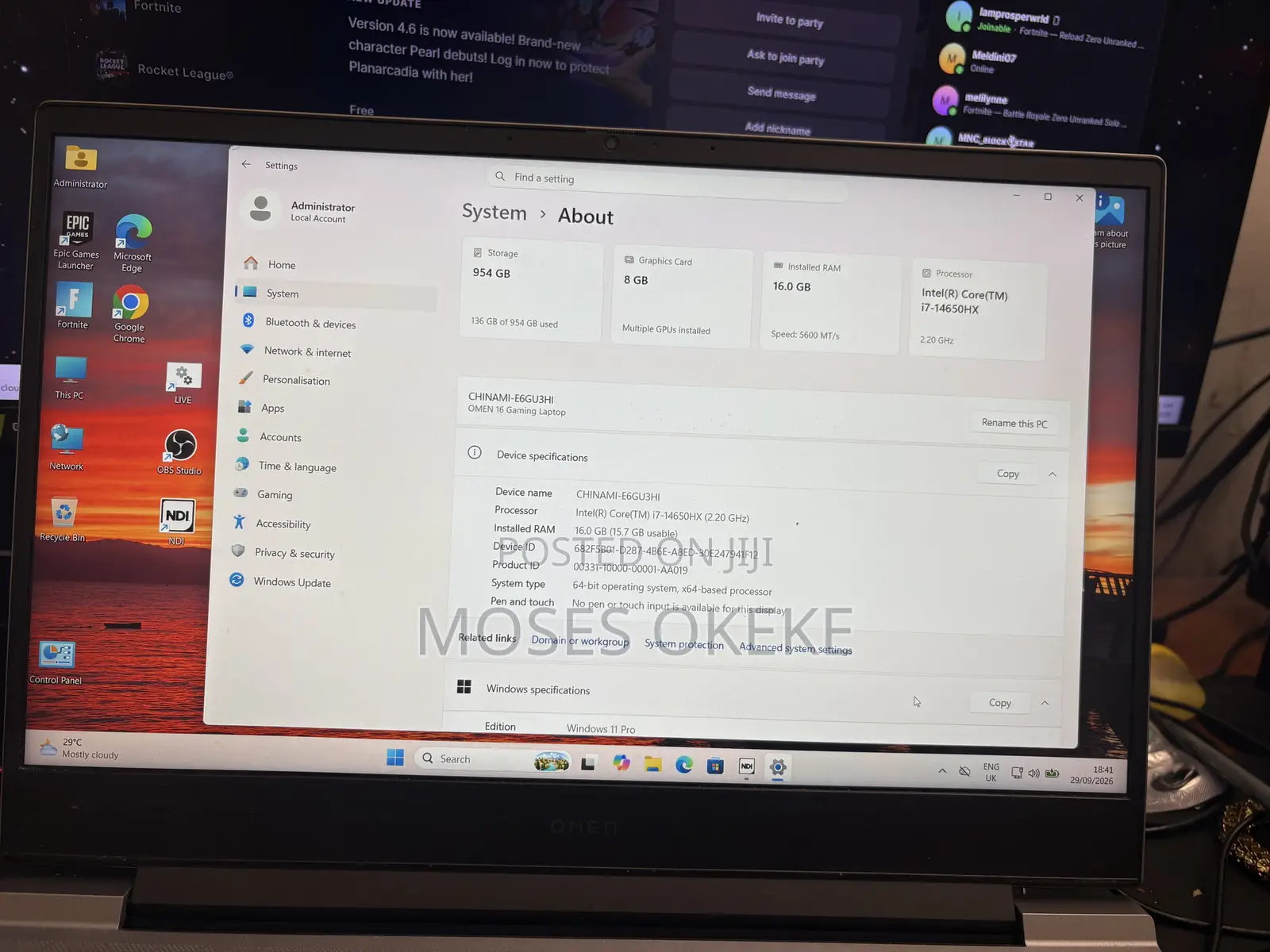 Laptop HP Omen 16 16GB Intel Core i7 SSD 1T