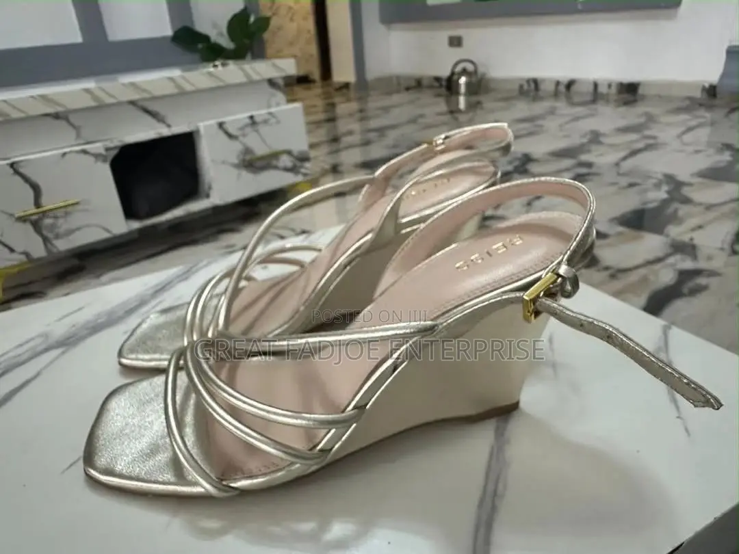 Silver Metallic Wedge Sandals