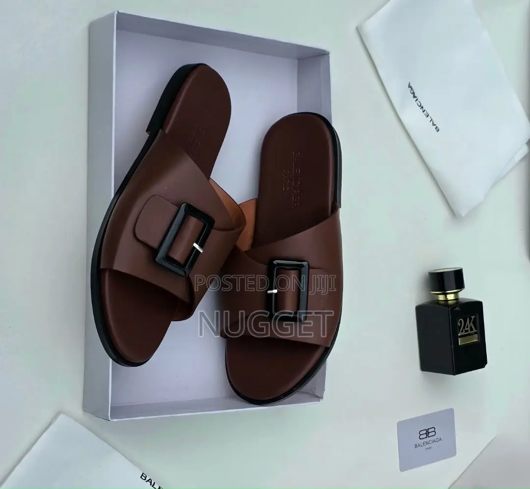 Brown Leather Palm Slipers Balenciaga