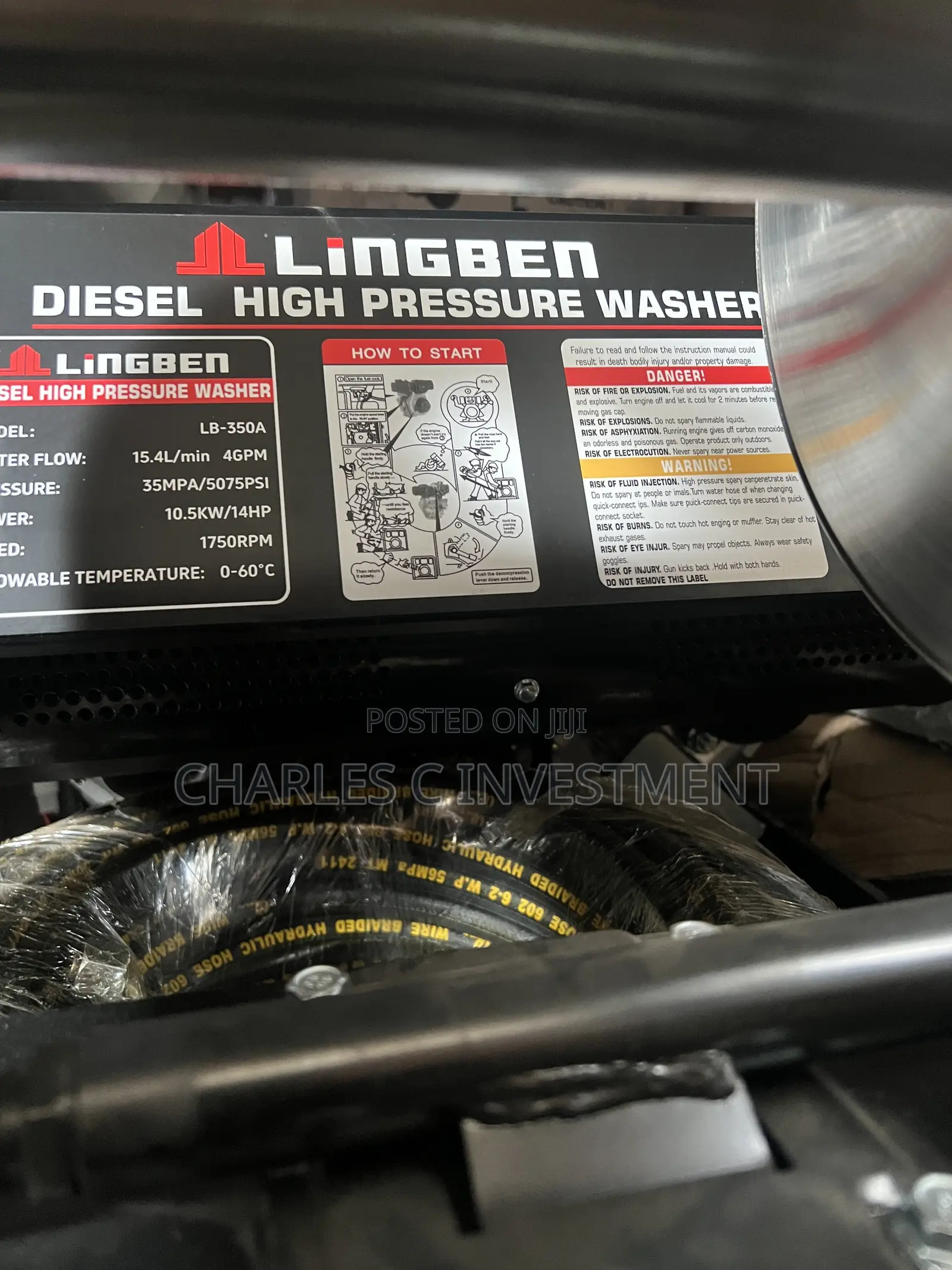 5075 PSI Lingben 14HP Diesel High Pressure Washer