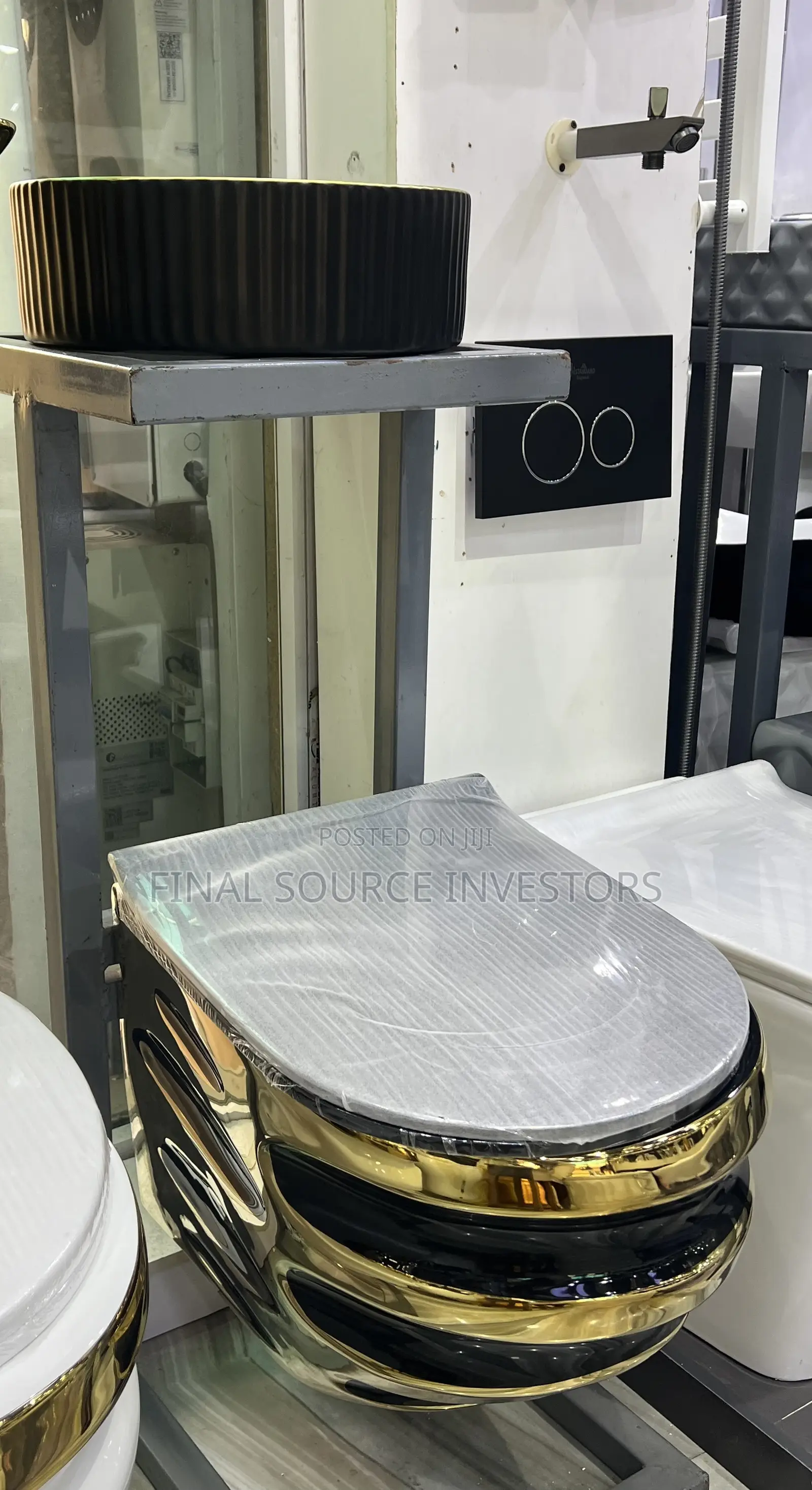 Black and Gold Stylish Water Closet and Basin