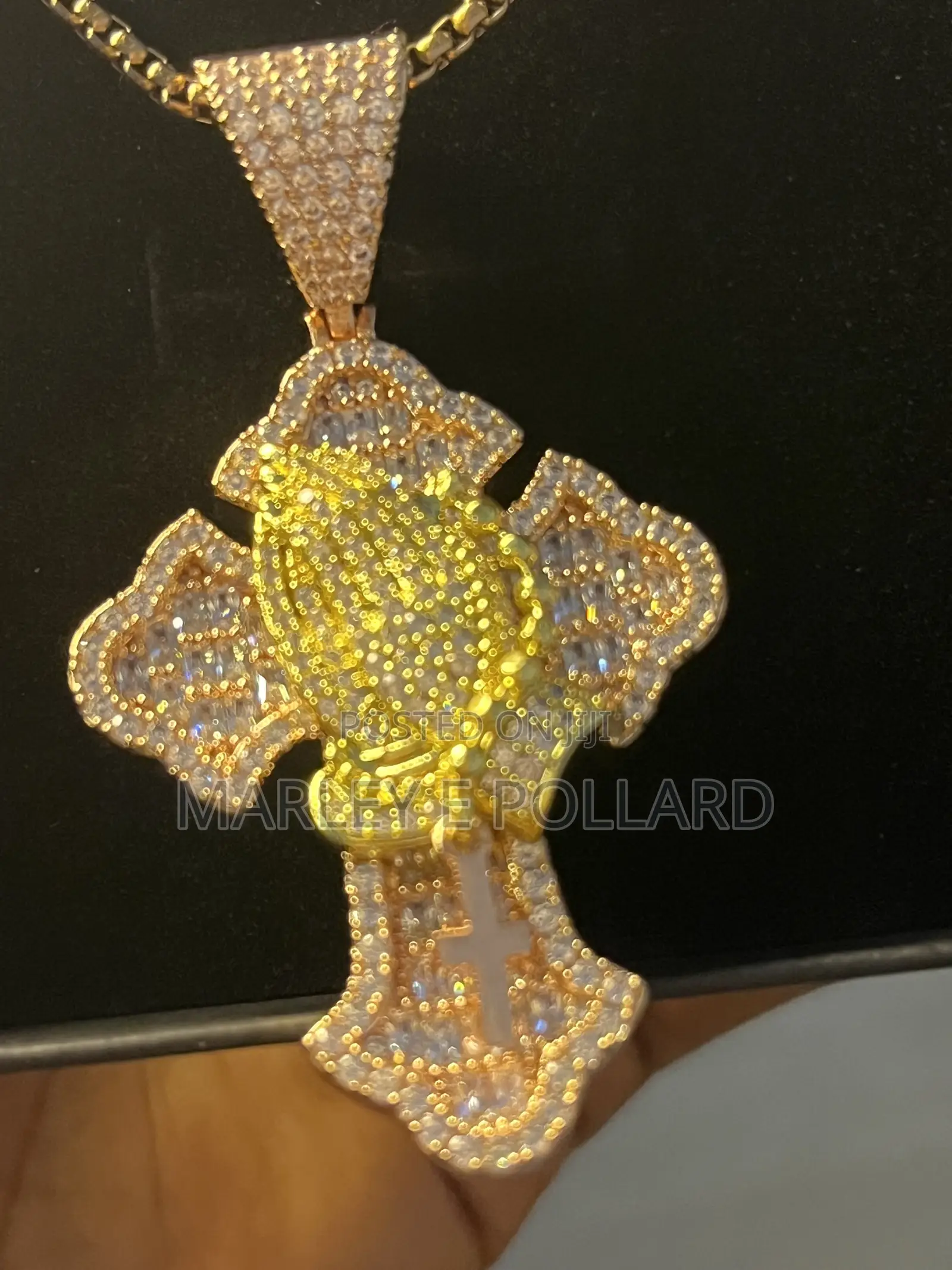 Rose Gold A+ CZ Diamond Cross Iced Out Pendant Rope Necklace