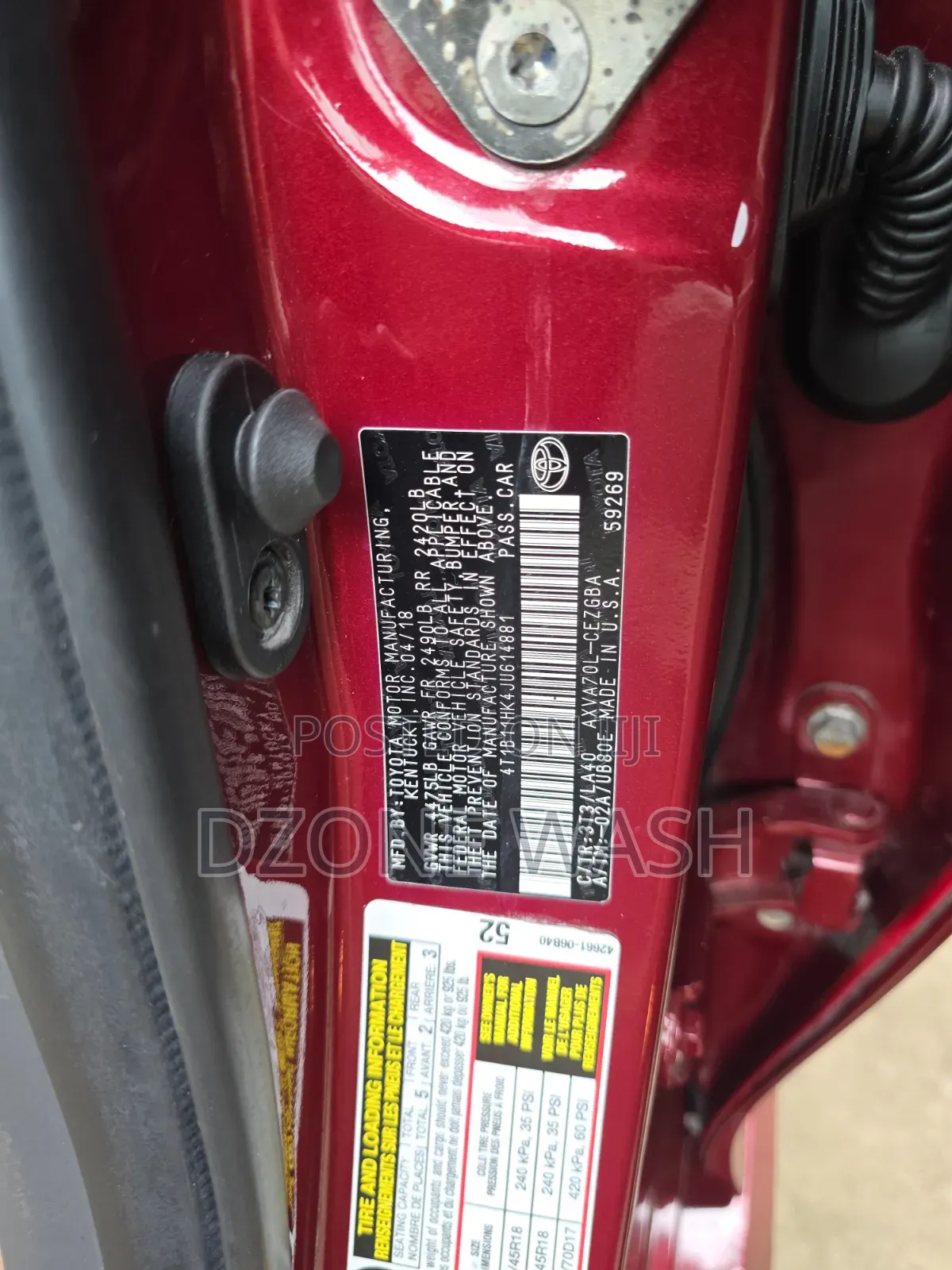 Toyota Camry 2018 Burgundy