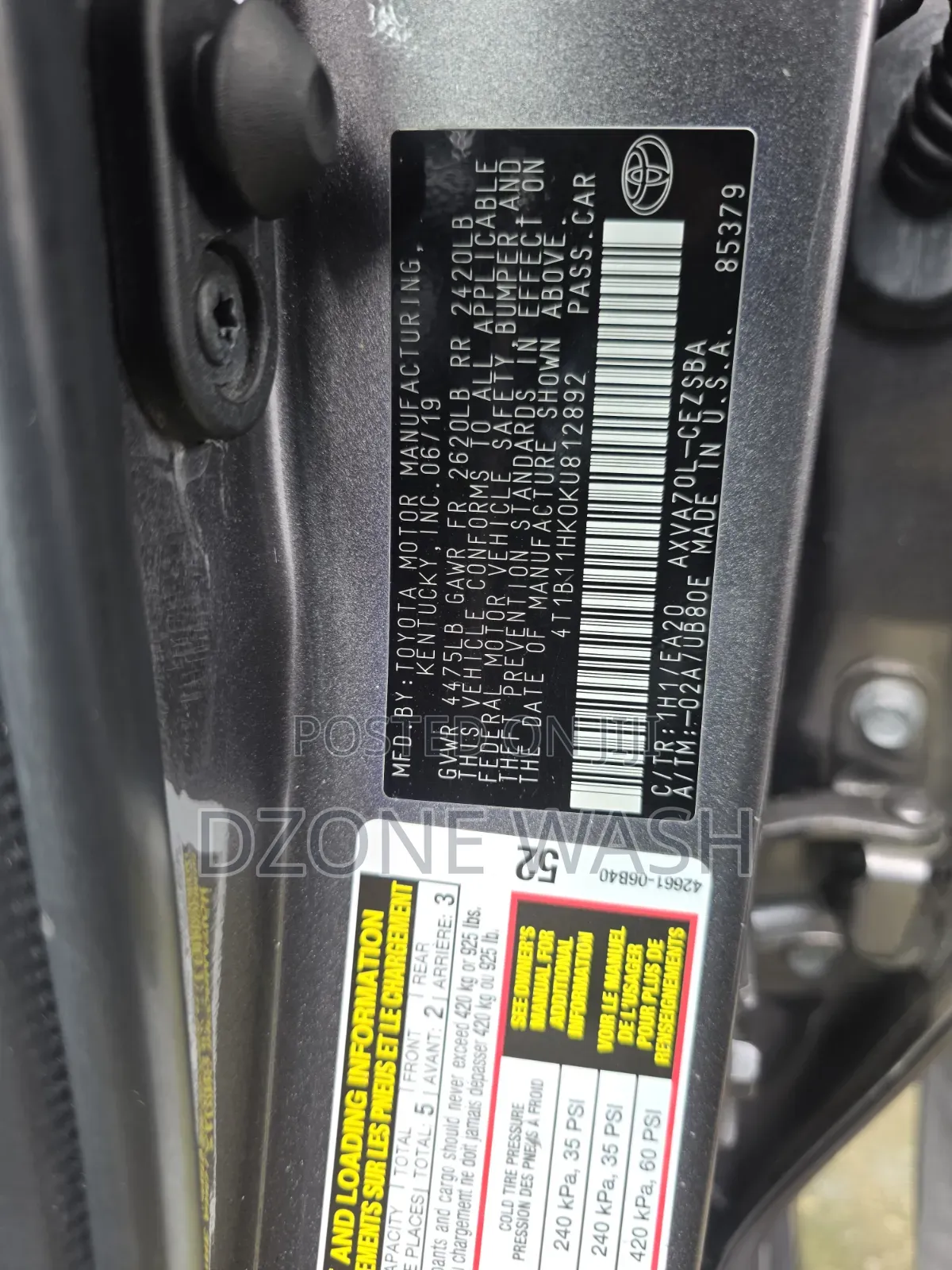 Toyota Camry SE (2.5L 4cyl 8A) 2019 Gray