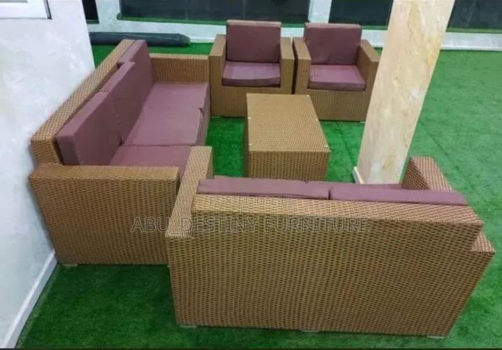 Brown Rattan Outdoor Sofa Set With Cushions
