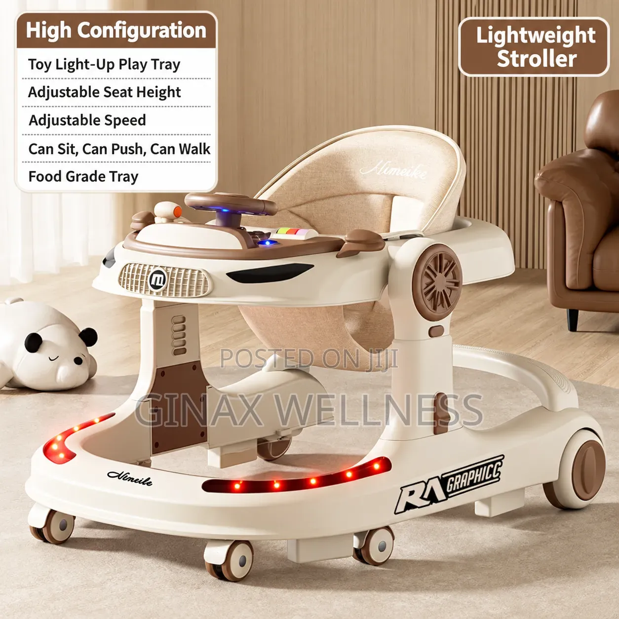 Luxury Baby Walker With Food Tray, Lights, and Music