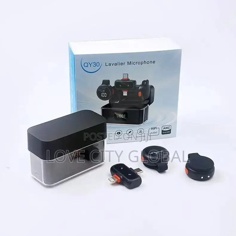 QY30 Wireless Lavalier ANC Microphone 2-Mic Set Wit Charging Case Hifi