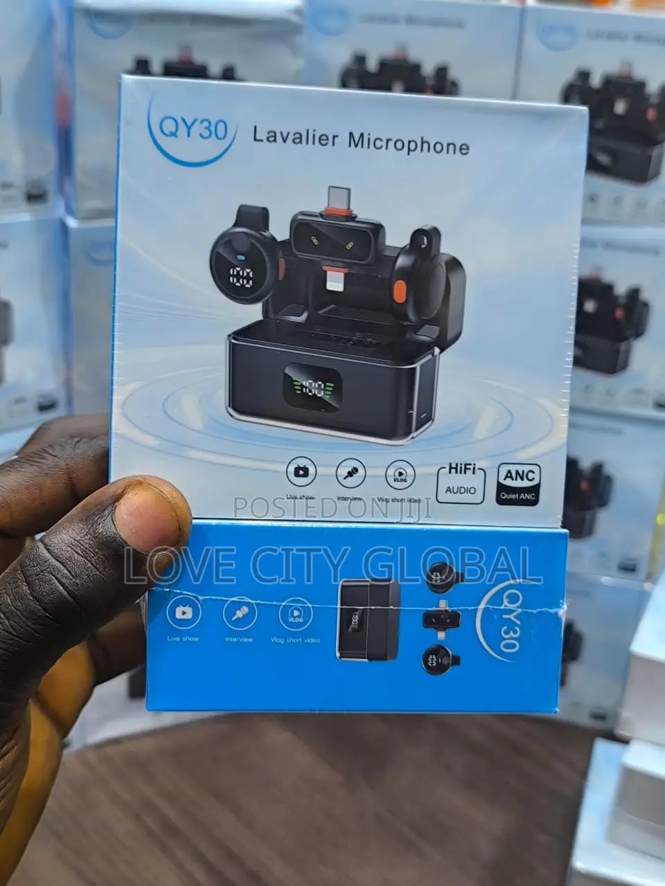 QY30 Wireless Lavalier ANC Microphone 2-Mic Set Wit Charging Case Hifi