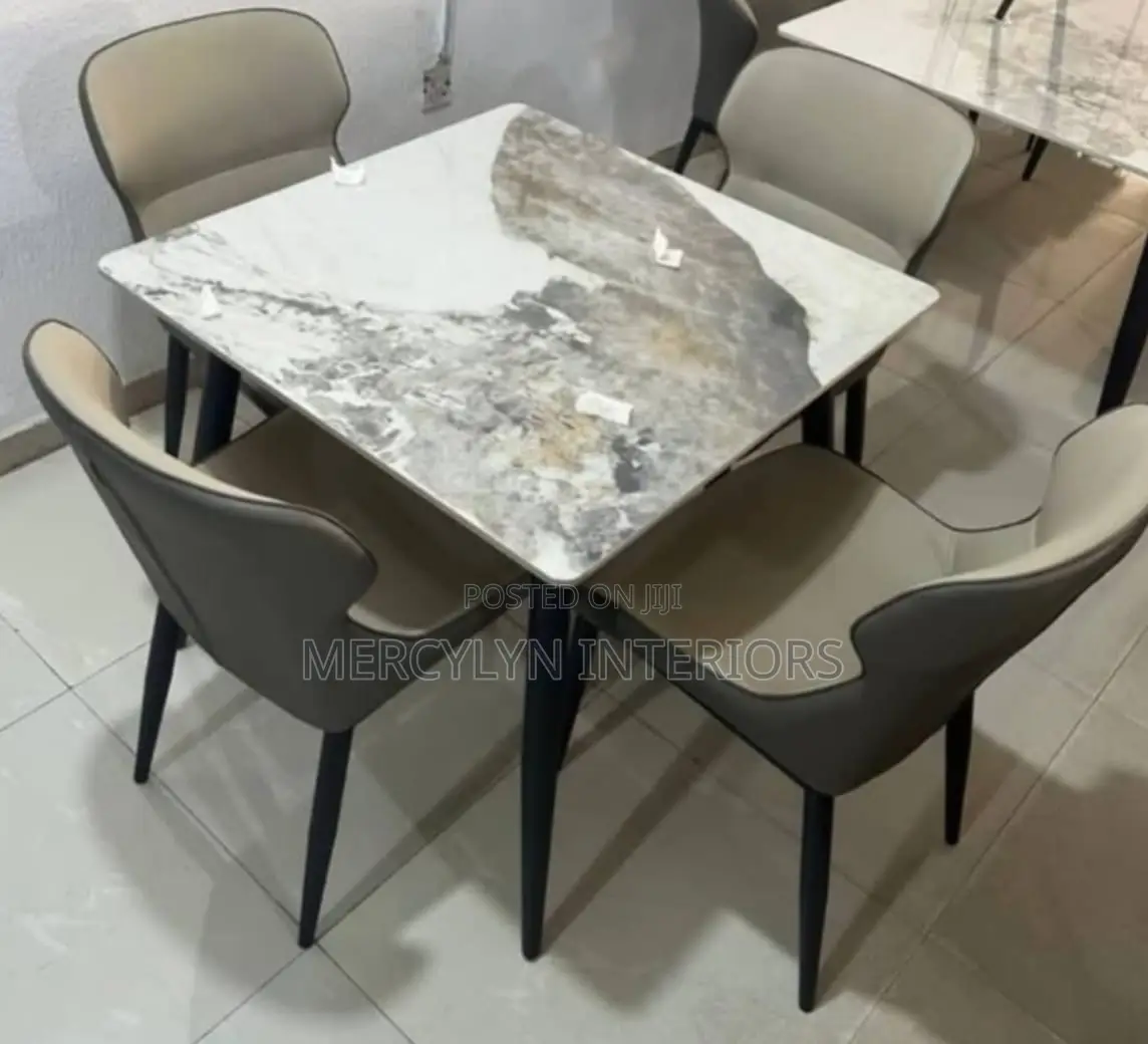 4 Seater Dining Set With Leather Chairs