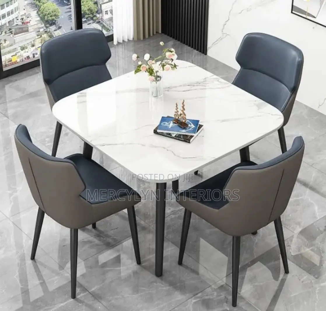 4 Seater Dining Set With Leather Chairs