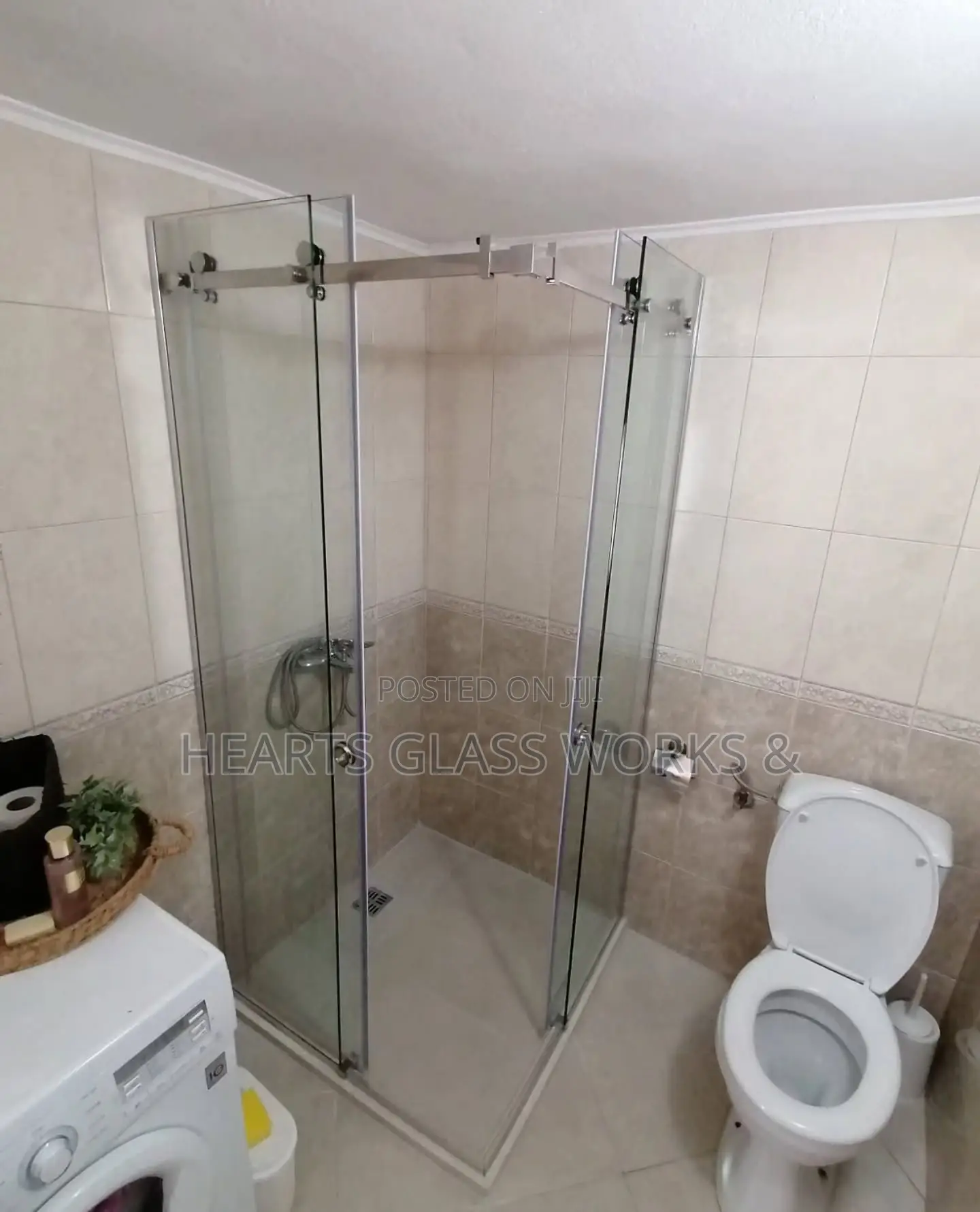 Modern and Space-Saving Sliding Bathroom Door With Toughened Glass